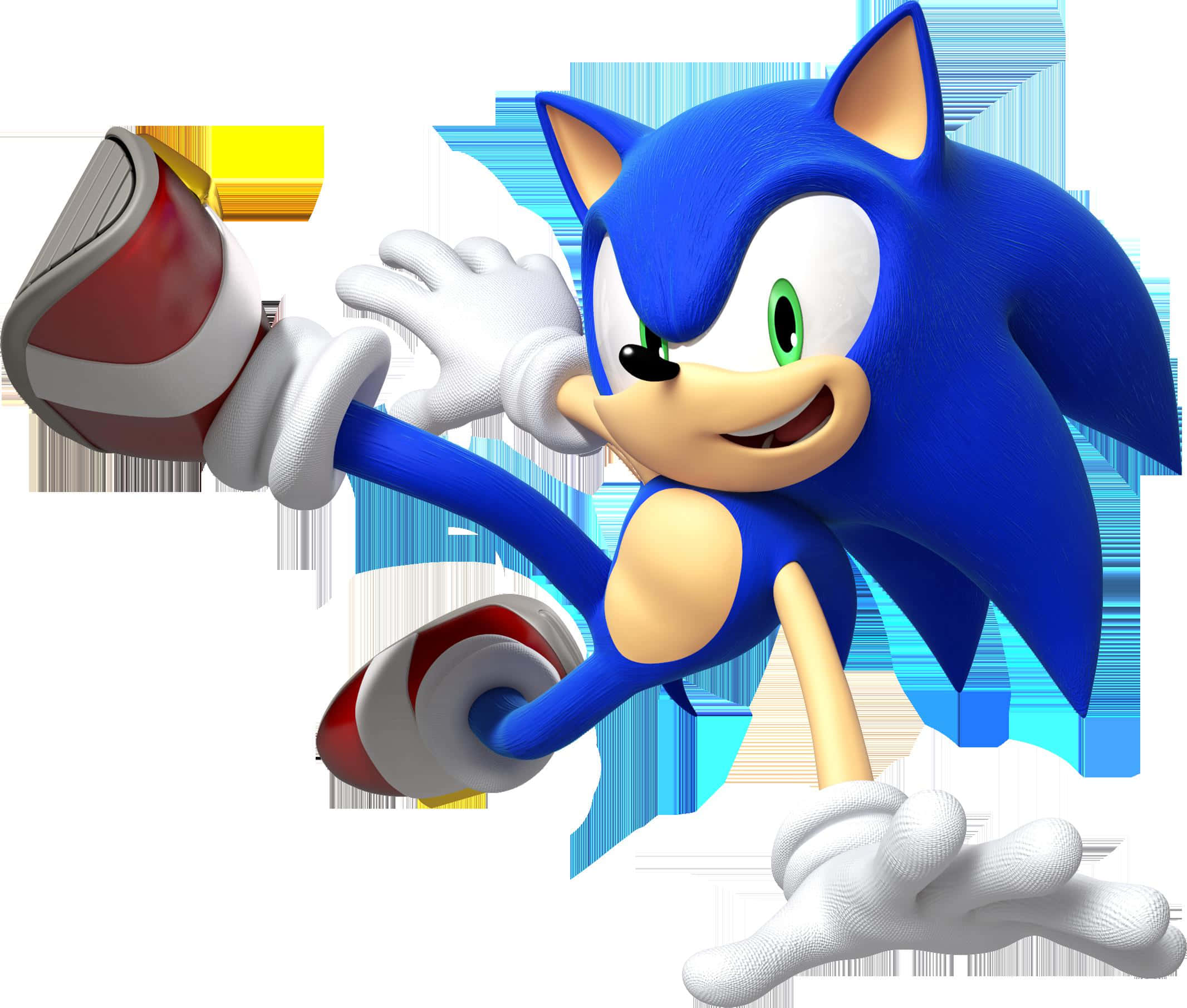 Modern Sonic 桌布 壁紙 — 索尼克刺蝟帶著愉快的笑容和動態模糊效果，在明亮的抽象背景前向前衝刺。