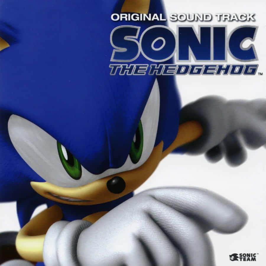 Sonic The Hedgehog 桌布 壁紙 — 索尼克在白色背景上以動態姿勢展現，擁有綠色眼睛和藍色毛髮。