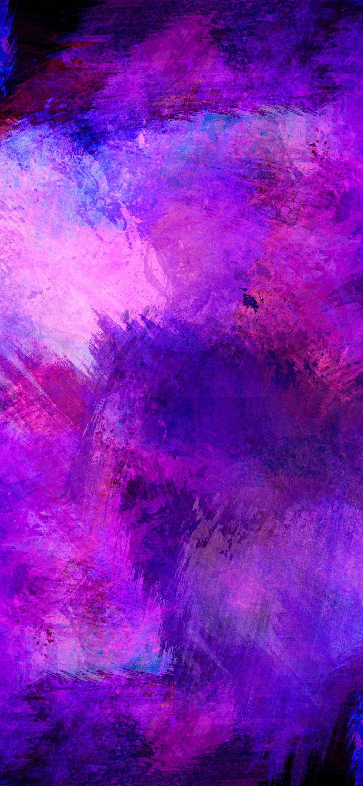 Canvas 桌布 壁紙 — 紫色、粉紅色和藍色油漆的鮮豔抽象漩渦創造出動態紋理背景。