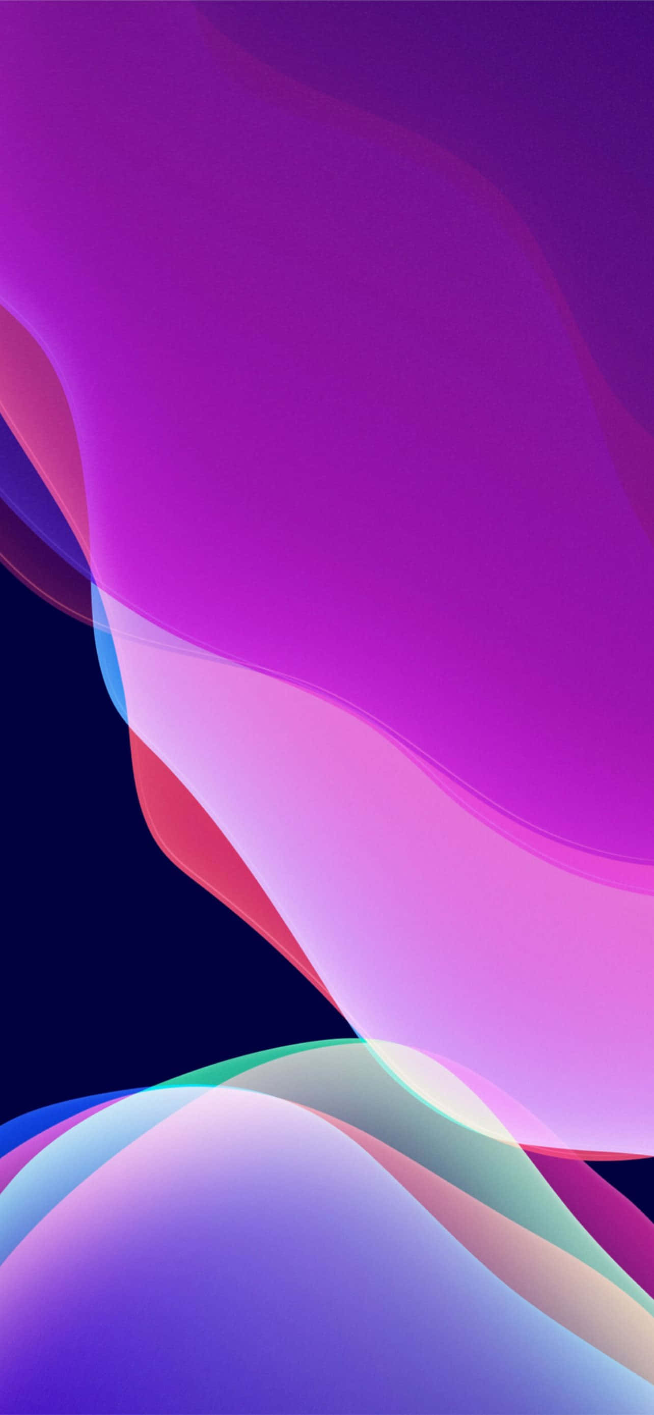 Galaxy Note 桌布 壁紙 — 紫色、粉紅色和藍色的鮮豔流動絲帶在平滑的抽象數位漸變中融合。