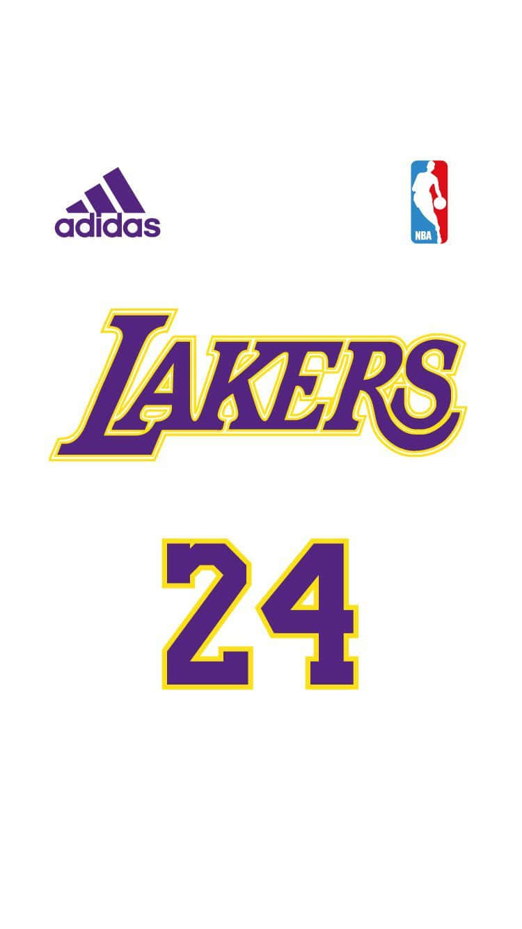 桌布 壁紙 — 紫色和金色的湖人隊24號球衣，帶有Adidas和NBA標誌，背景為純白色。