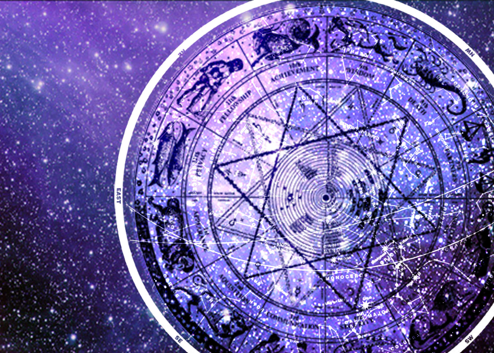 紫色星空背景下的星夜 壁紙