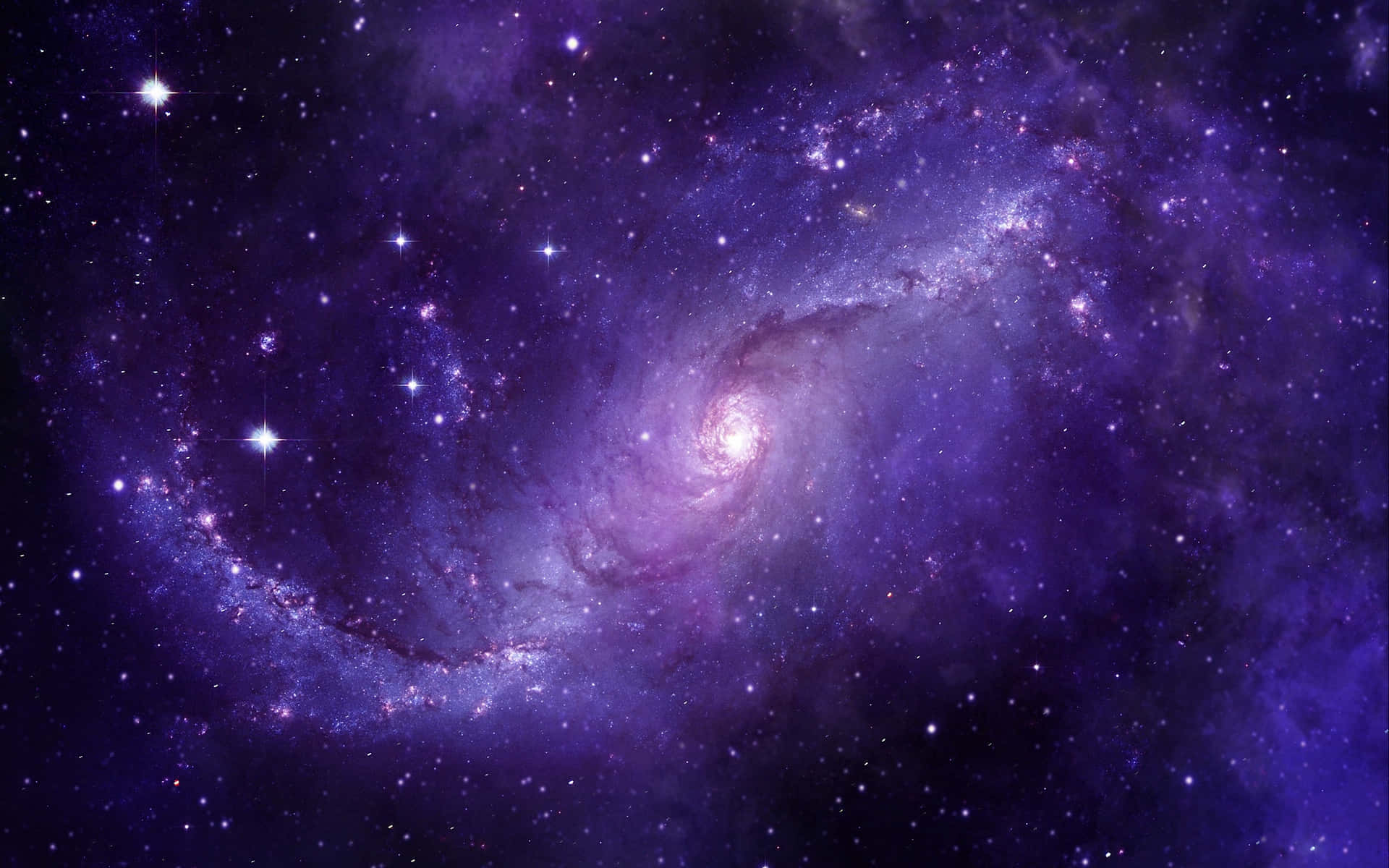 紫色星系與背景星辰 壁紙