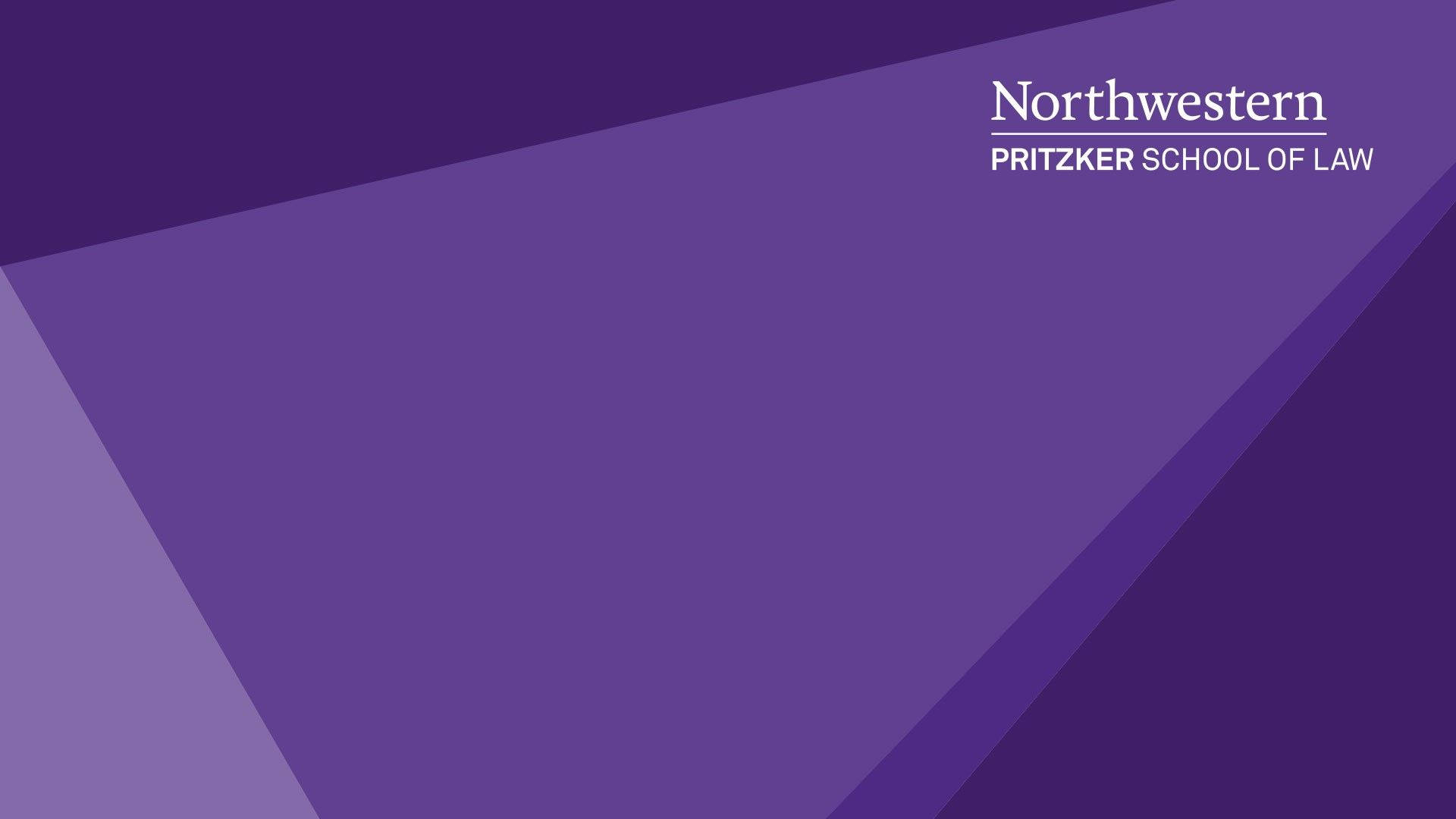 標誌 桌布 壁紙 — 紫色深淺不一的抽象幾何桌布，右上角有白色 Northwestern Pritzker School of Law 文字。