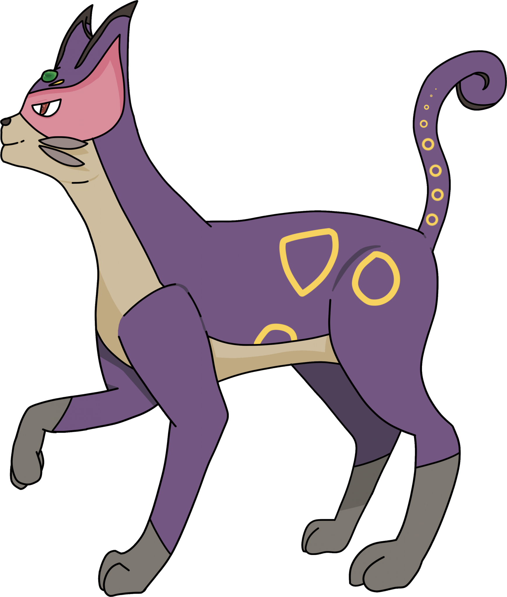 紫色猫咪生物插画 壁紙