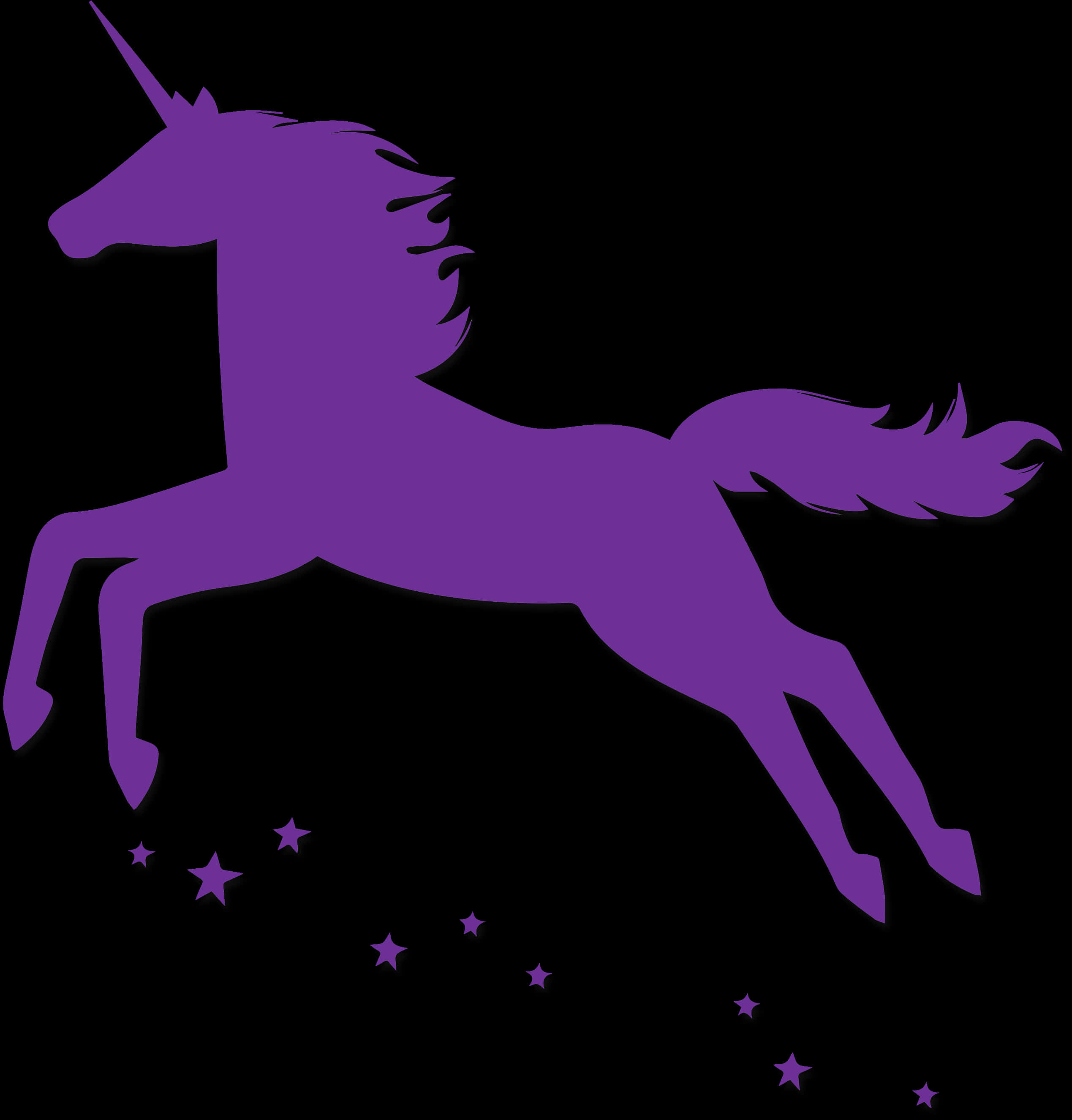 紫色獨角獸剪影星空 壁紙
