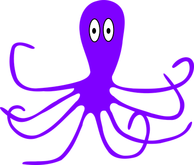 紫色章魚卡通插畫 壁紙