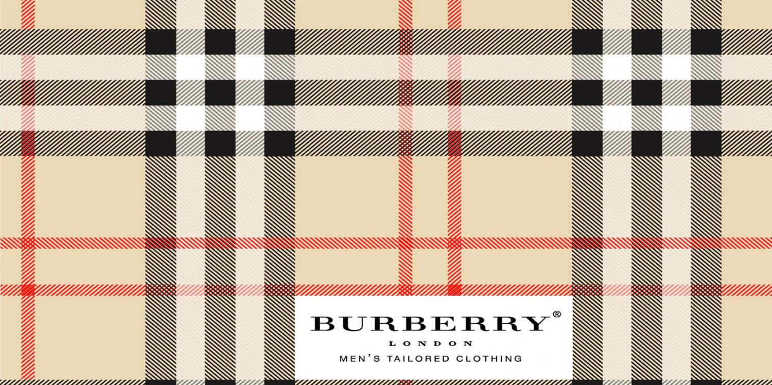 Burberry 桌布 壁紙 — 經典 Burberry 格紋圖案，米色、黑色和紅色，整潔背景上帶有品牌標誌。