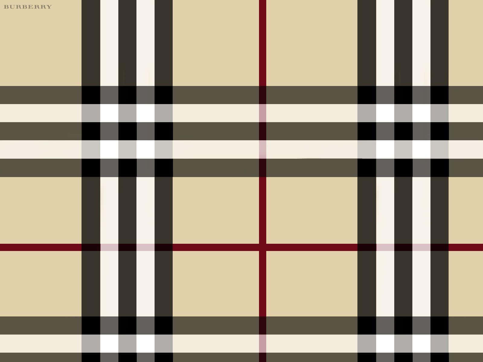 Burberry 桌布 壁紙 — 經典 Burberry 格紋圖案，以米色、黑色、白色和紅色呈現，無縫重複背景。