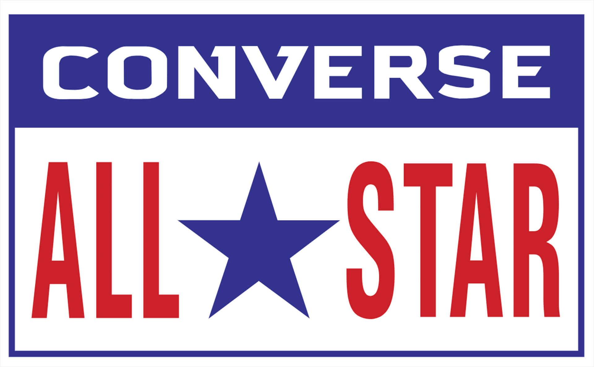 Converse 桌布 壁紙 — 經典 Converse All Star 標誌，採用大膽的紅、白、藍色字體和中央星星。
