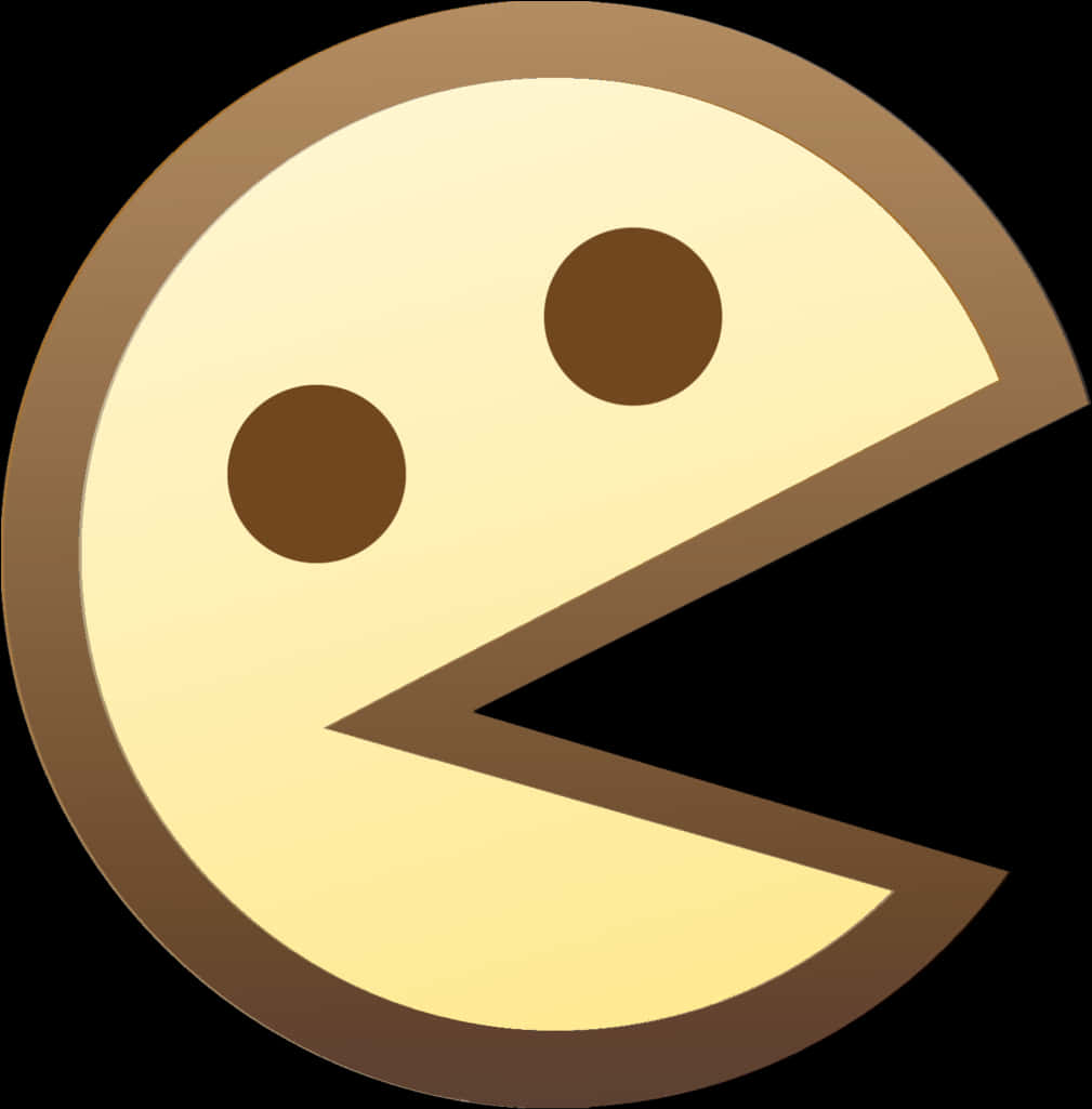 Circle Shape 桌布 壁紙 — 經典 Pac-Man 角色，張開嘴巴，兩隻眼睛，黑色背景。
