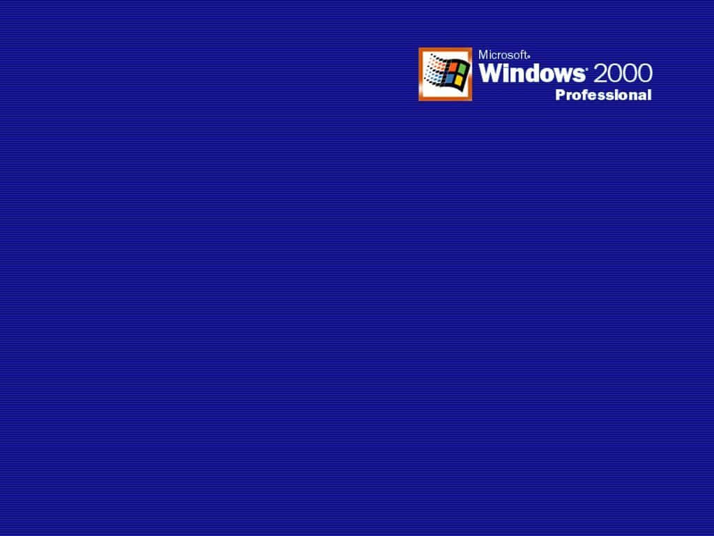 2000s 桌布 壁紙 — 經典 Windows 2000 Professional 標誌置於有紋理的皇家藍色背景中央。
