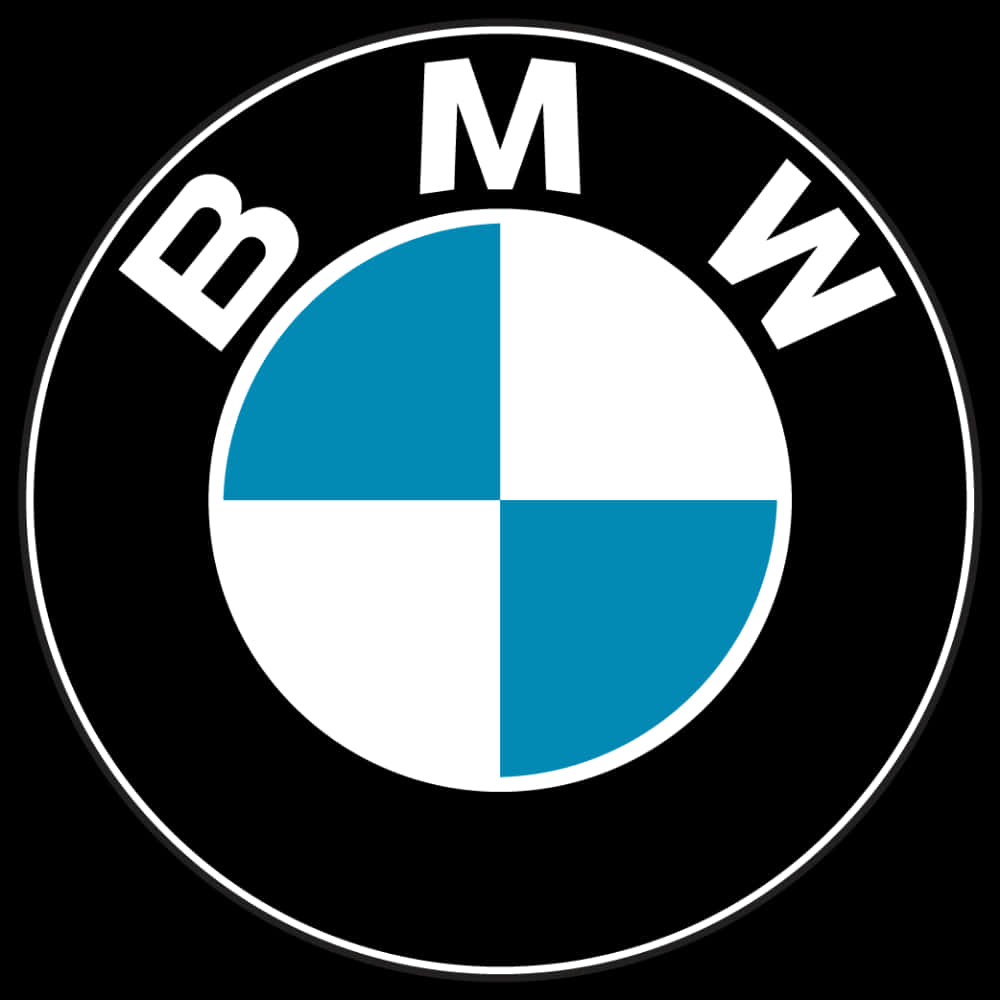 BMW 動圖 桌布 壁紙 — 經典BMW標誌，黑色背景上帶有藍色和白色象限。