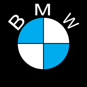 BMW 動圖 桌布 壁紙 — 經典BMW標誌，黑色背景上帶有藍色和白色象限。