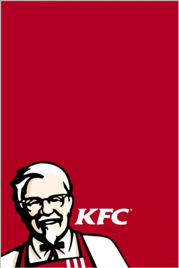 Kfc 桌布 壁紙 — 經典KFC標誌，桑德斯上校穿著白色圍裙在鮮紅色背景上微笑。