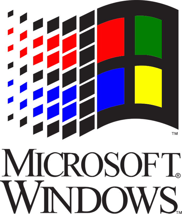 microsoft 桌布 壁紙 — 經典Microsoft Windows標誌，帶有彩色方塊和漸變黑色背景。
