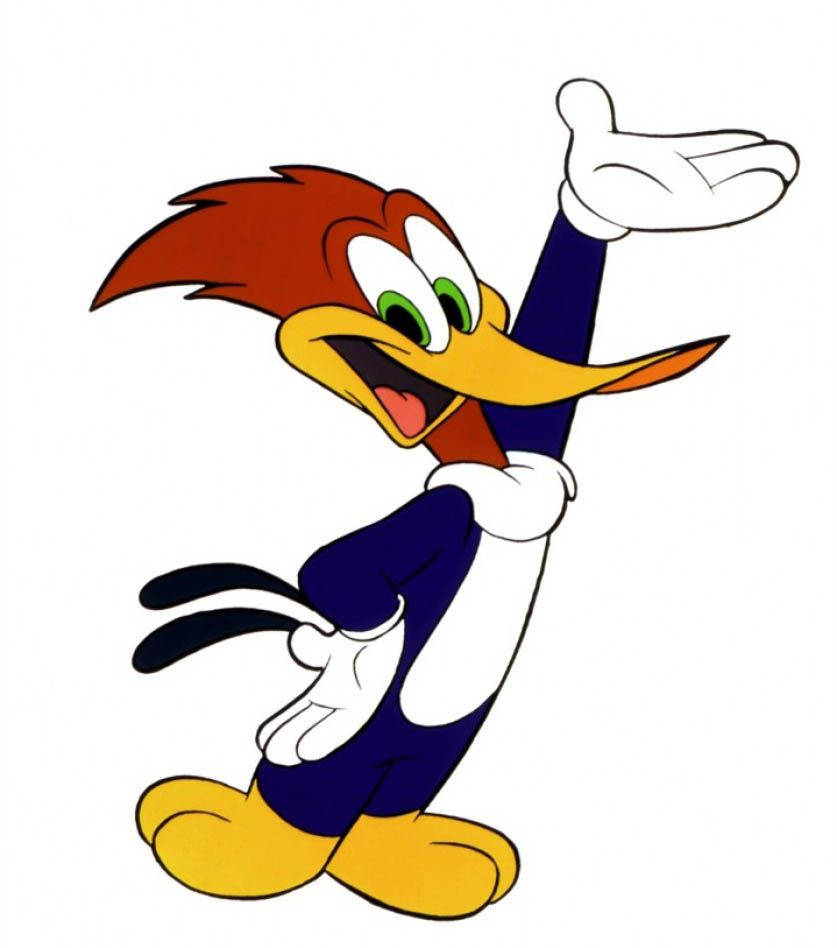 Woody Woodpecker 桌布 壁紙 — 經典動畫風格的啄木鳥卡通角色，單手愉快地揮手。
