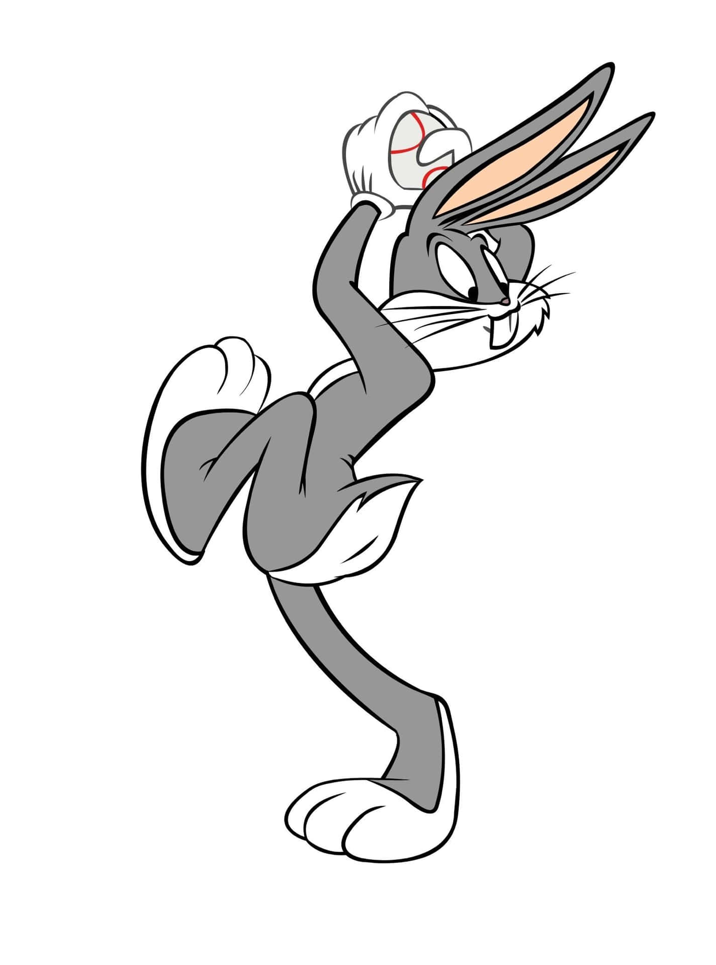兔巴哥 桌布 壁紙 — 經典卡通兔巴哥（Bugs Bunny）戴著棒球帽，露出頑皮的笑容，擺出一個俏皮的姿勢。