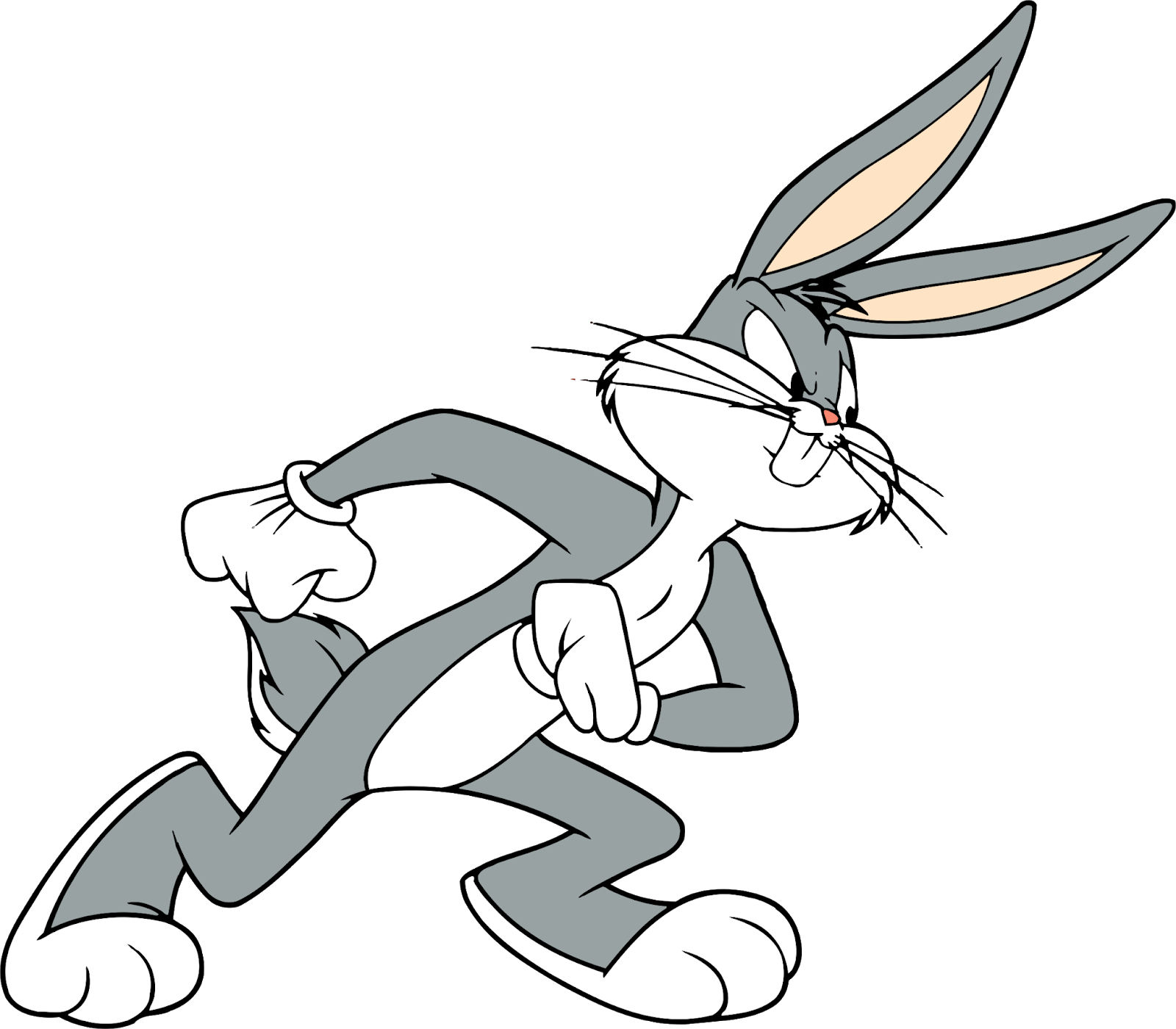 bunnies 桌布 壁紙 — 經典卡通兔巴哥在純黑背景上帶著頑皮的笑容奔跑。