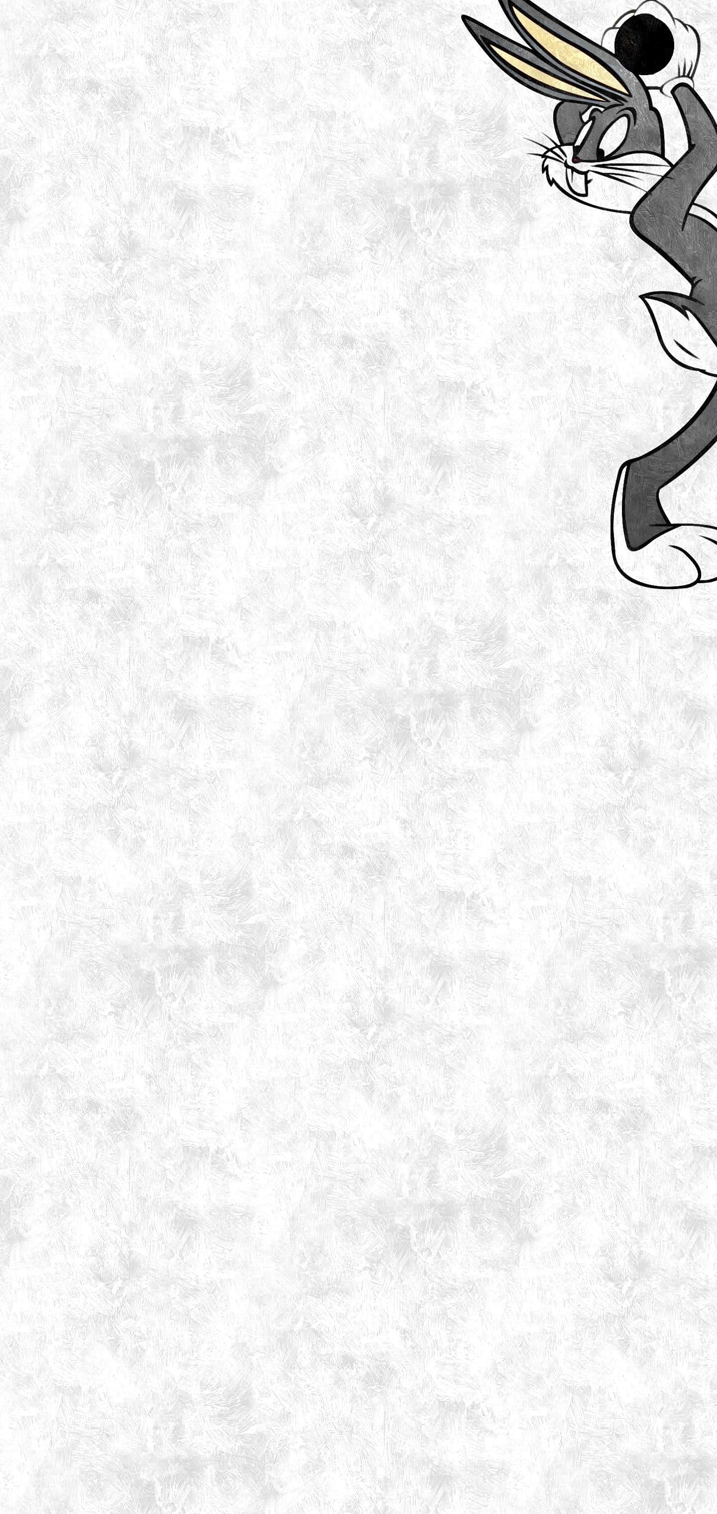 Bugs Bunny iPhone 桌布 壁紙 — 經典卡通兔巴哥從右上角窺視，背景為有紋理的白色。