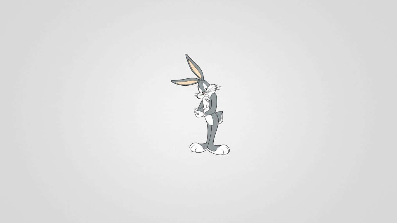 兔巴哥 桌布 壁紙 — 經典卡通兔巴哥獨自站在淺灰色素色背景前，姿勢自信。