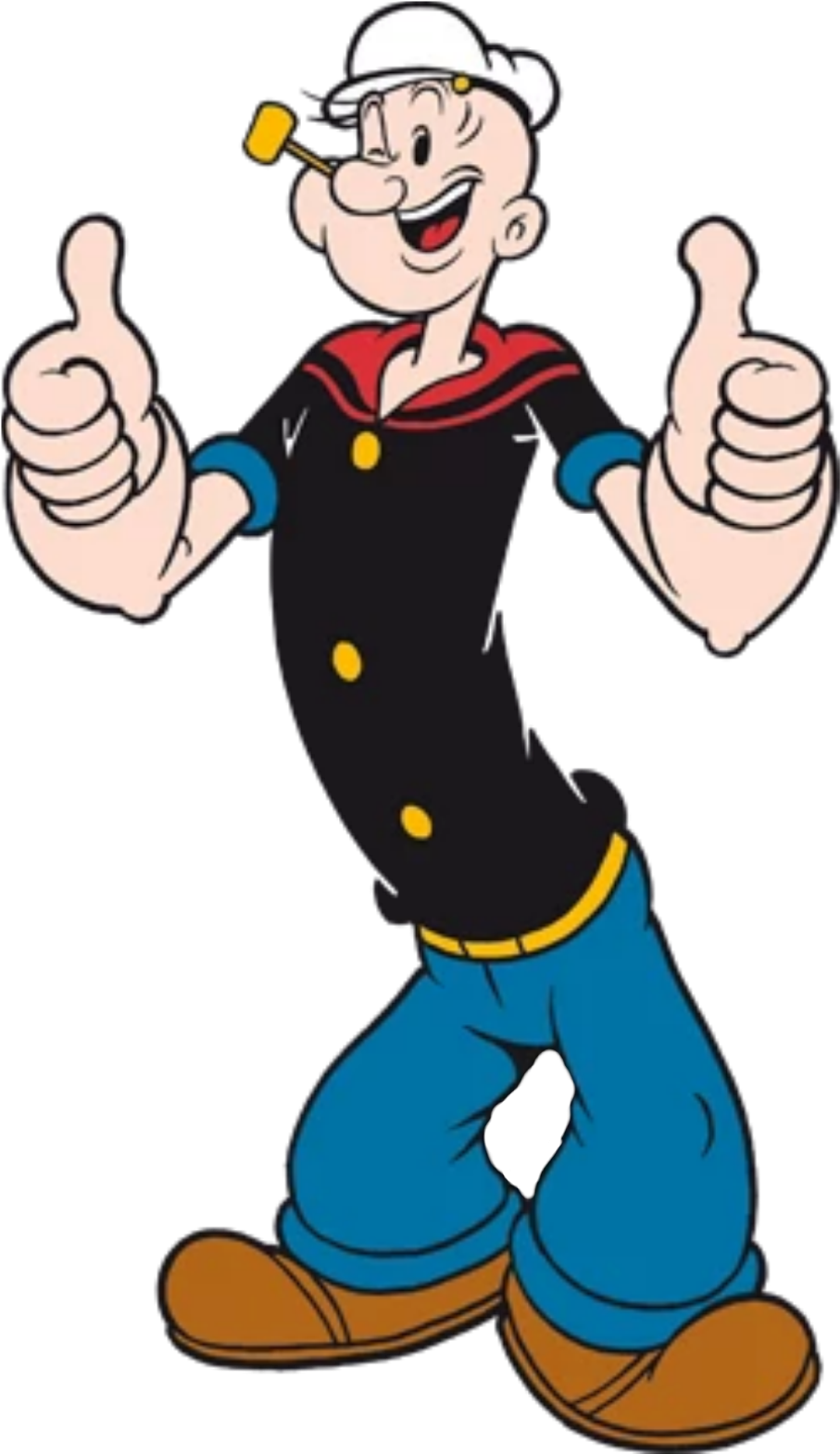 Cartoon Characters 桌布 壁紙 — 經典卡通水手大力水手在黑色背景上露出燦爛笑容，豎起兩個大拇指。