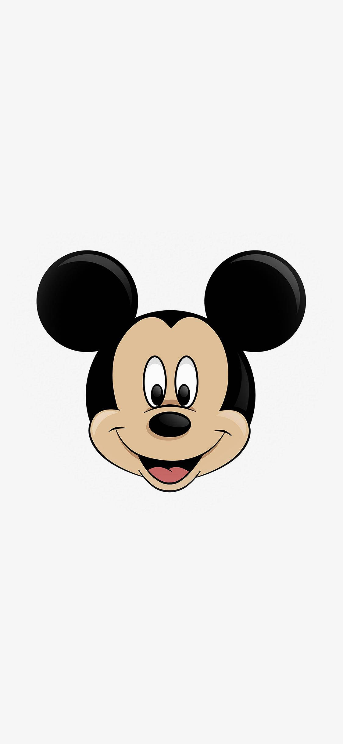 Mickey 桌布 壁紙 — 經典卡通米奇老鼠臉孔，有大圓耳朵和愉快笑容，背景簡單。