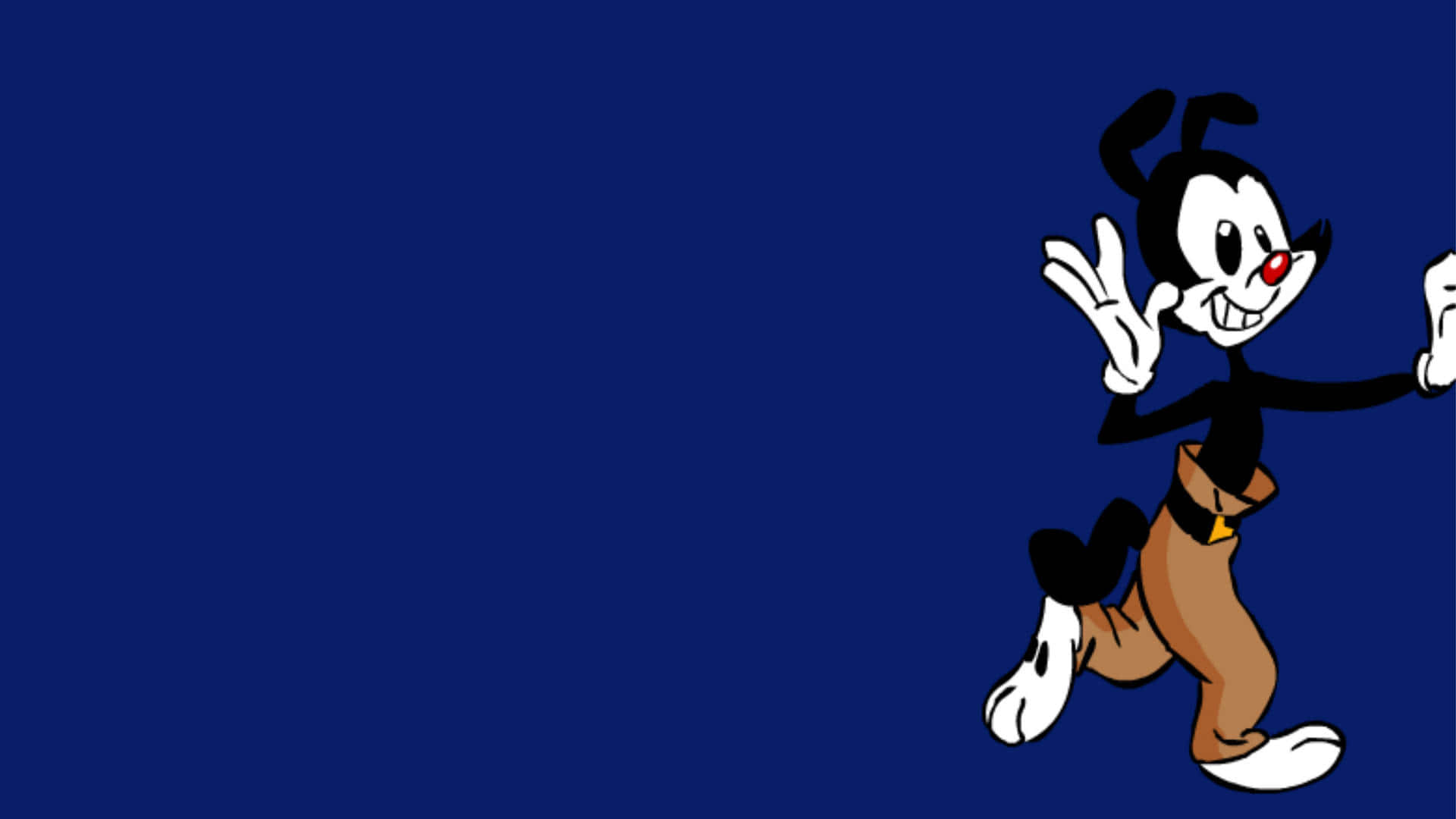 Animaniacs 桌布 壁紙 — 經典卡通角色 Bosko 在純深藍色背景前快樂奔跑，露出燦爛笑容。