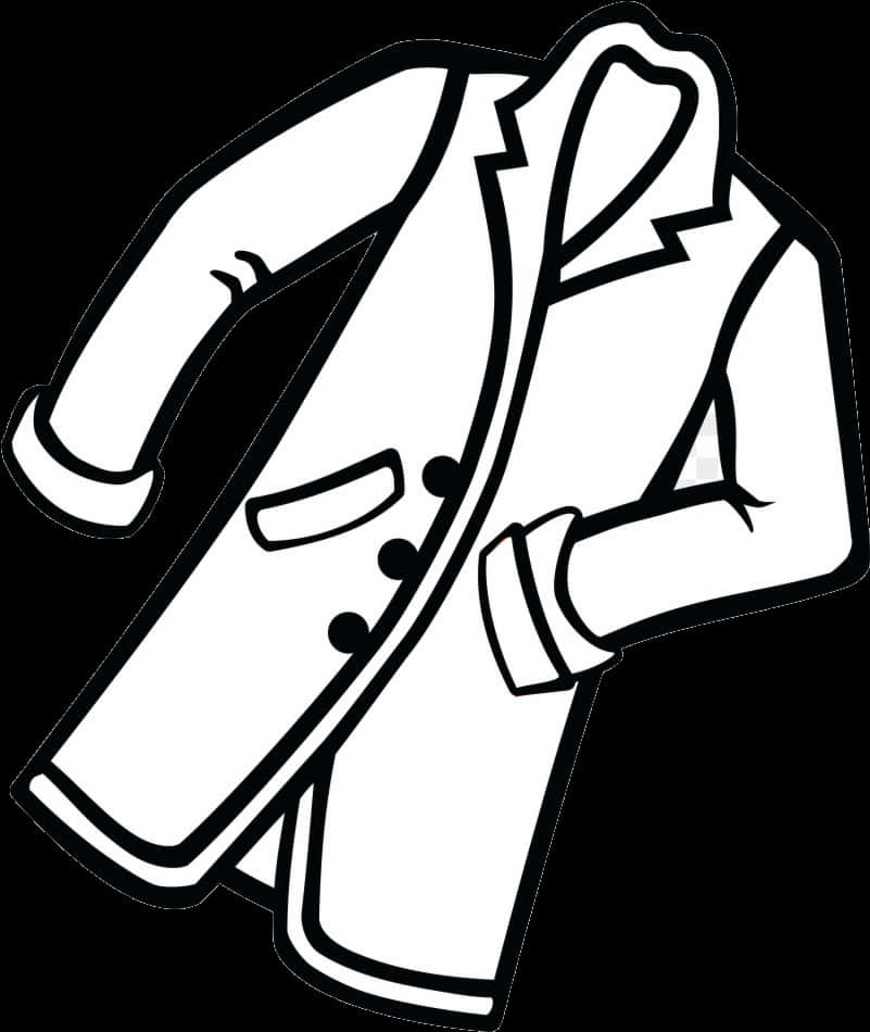 藝術 桌布 壁紙 — 經典大衣的極簡黑白線條插圖，帶有鈕扣和口袋。