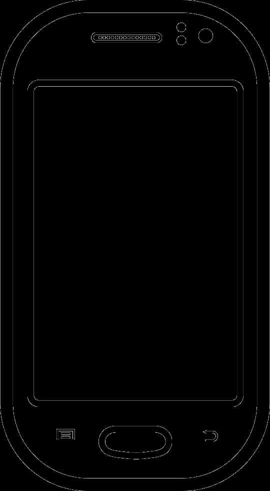 Mobile Phone 桌布 壁紙 — 經典智慧型手機的極簡白色線條圖，帶有黑色螢幕和實體按鈕。