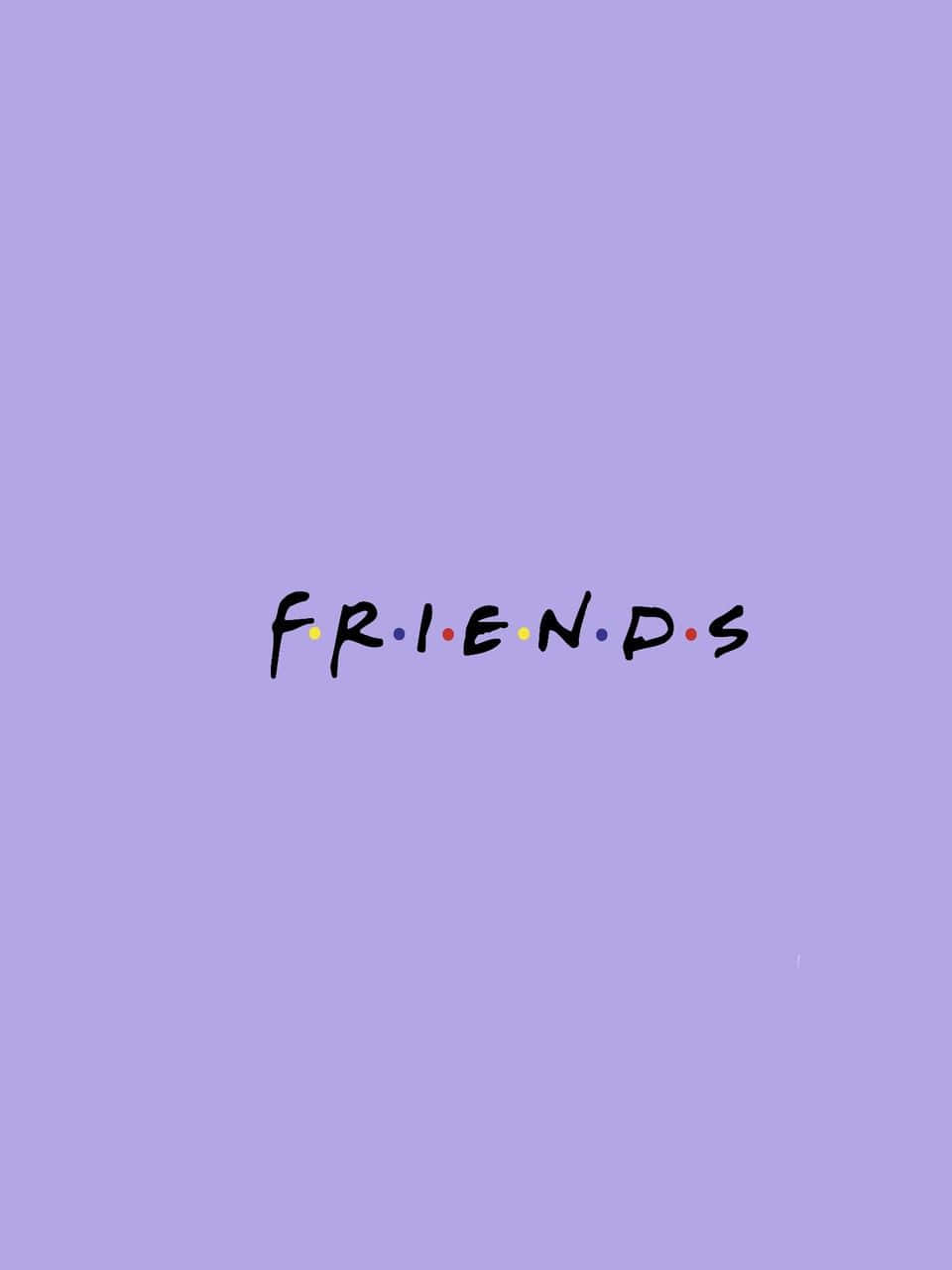 桌布 壁紙 — 經典的 Friends 標誌以黑色配上彩色圓點，置中顯示在純色薰衣草背景上。