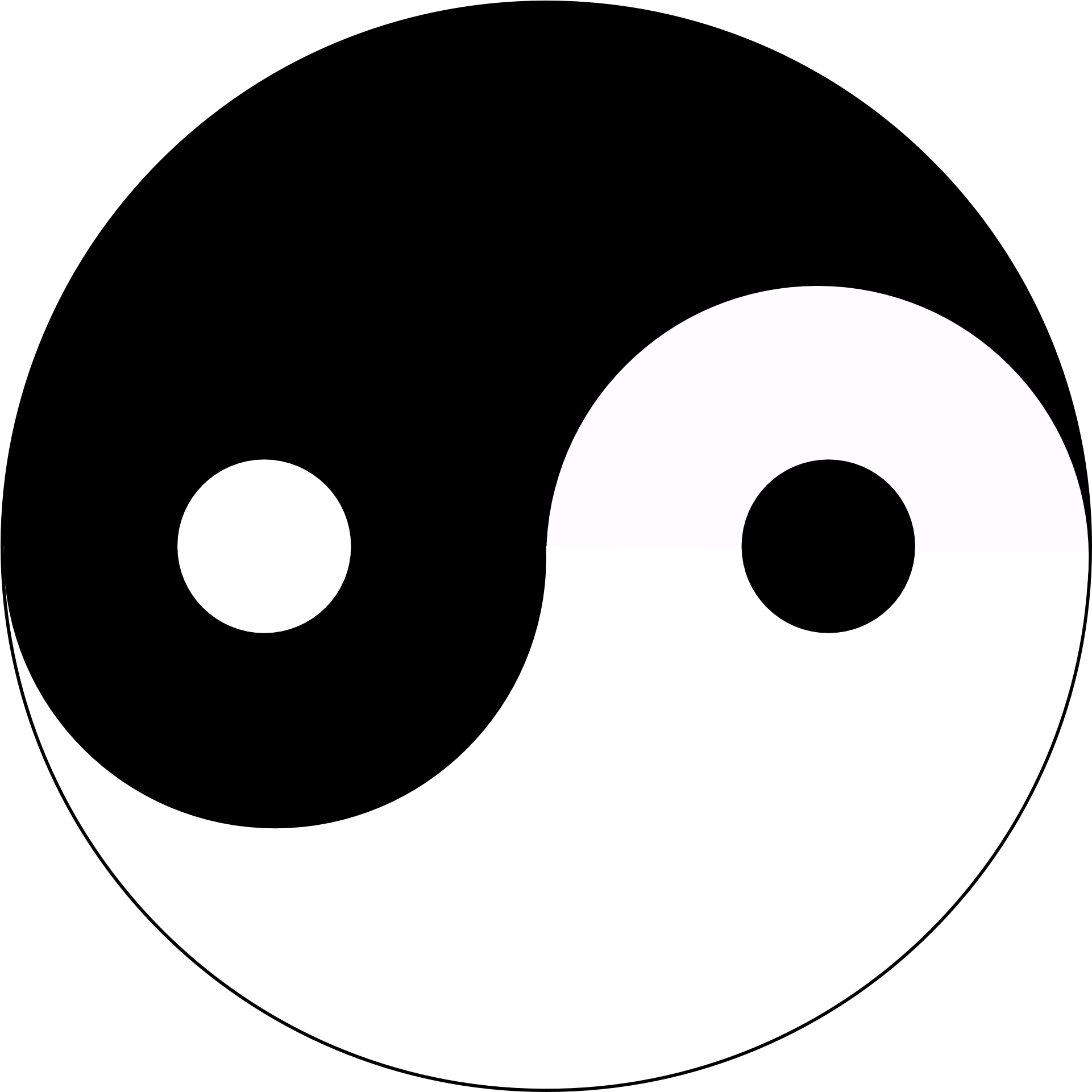 yin yang 桌布 壁紙 — 經典的黑白陰陽符號，具有平滑的曲線和對比的圓形點。