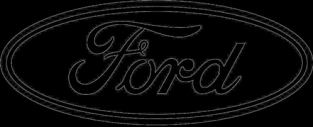 Ford Logo 桌布 壁紙 — 經典福特標誌，以優雅草書字體呈現於雙線橢圓內，背景為純黑色。