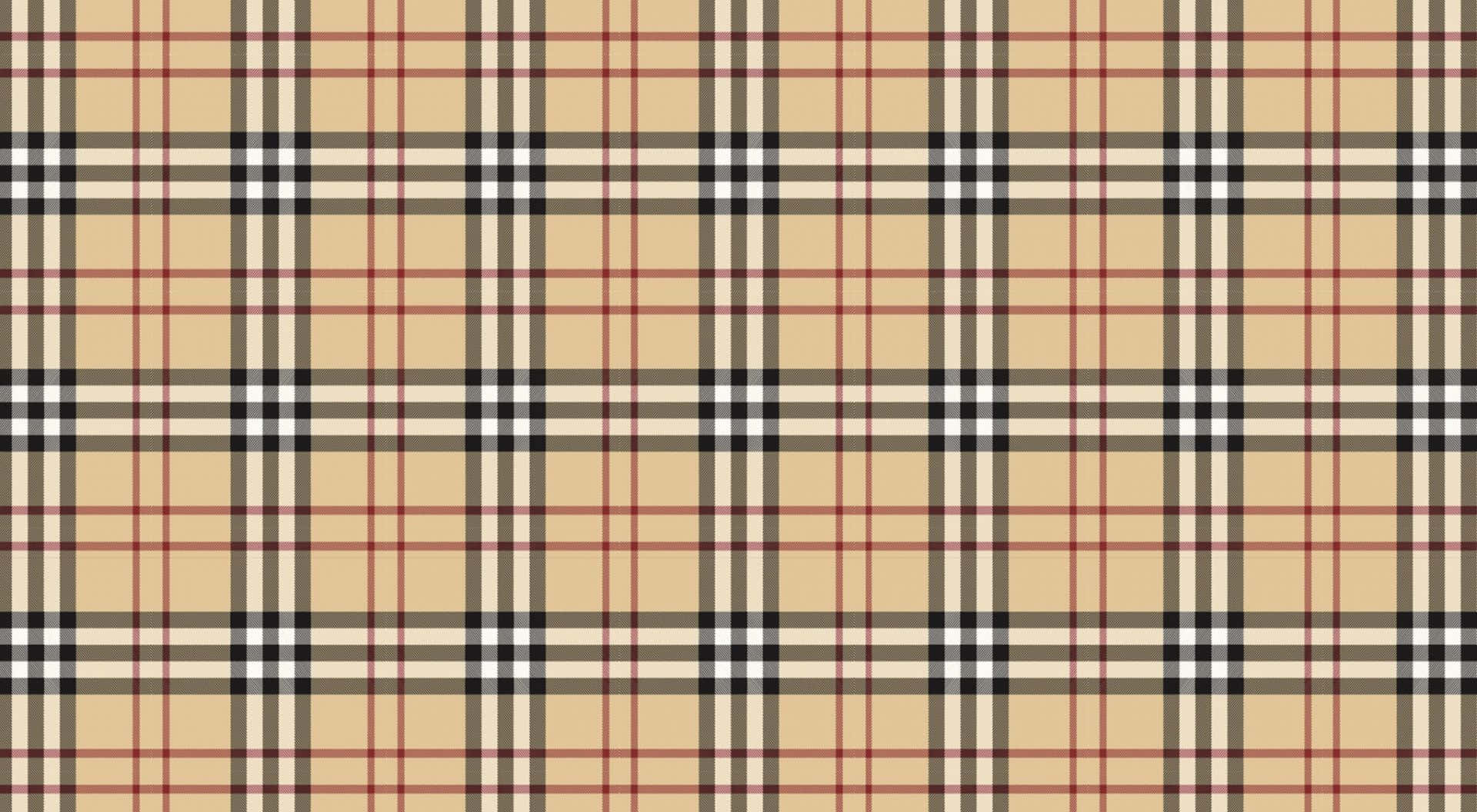 Burberry 桌布 壁紙 — 經典米色蘇格蘭格紋圖案，在溫暖的棕褐色背景上，有紅色、黑色和白色條紋交錯。