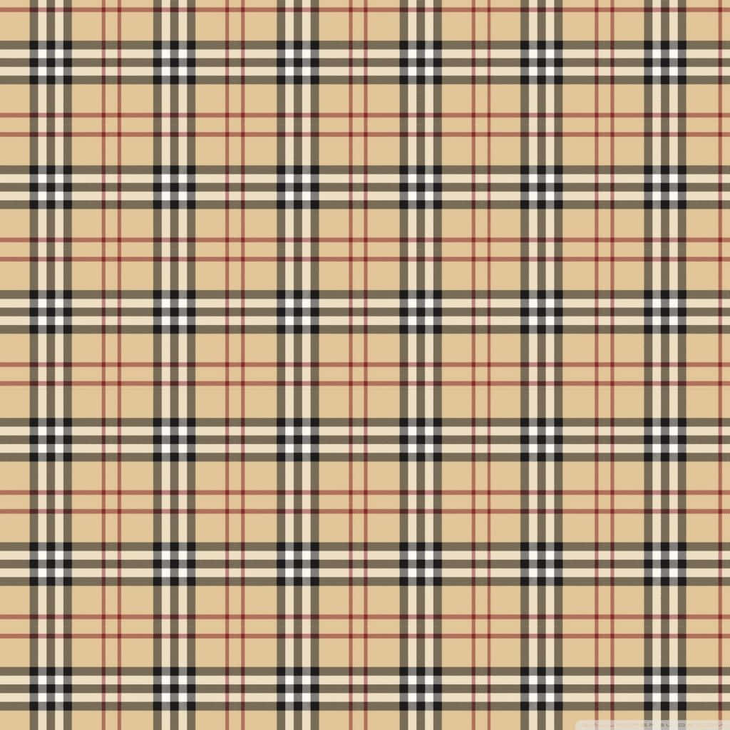 Burberry 桌布 壁紙 — 經典米色蘇格蘭格紋圖案，在純色背景上交織著黑色、白色和紅色的線條。