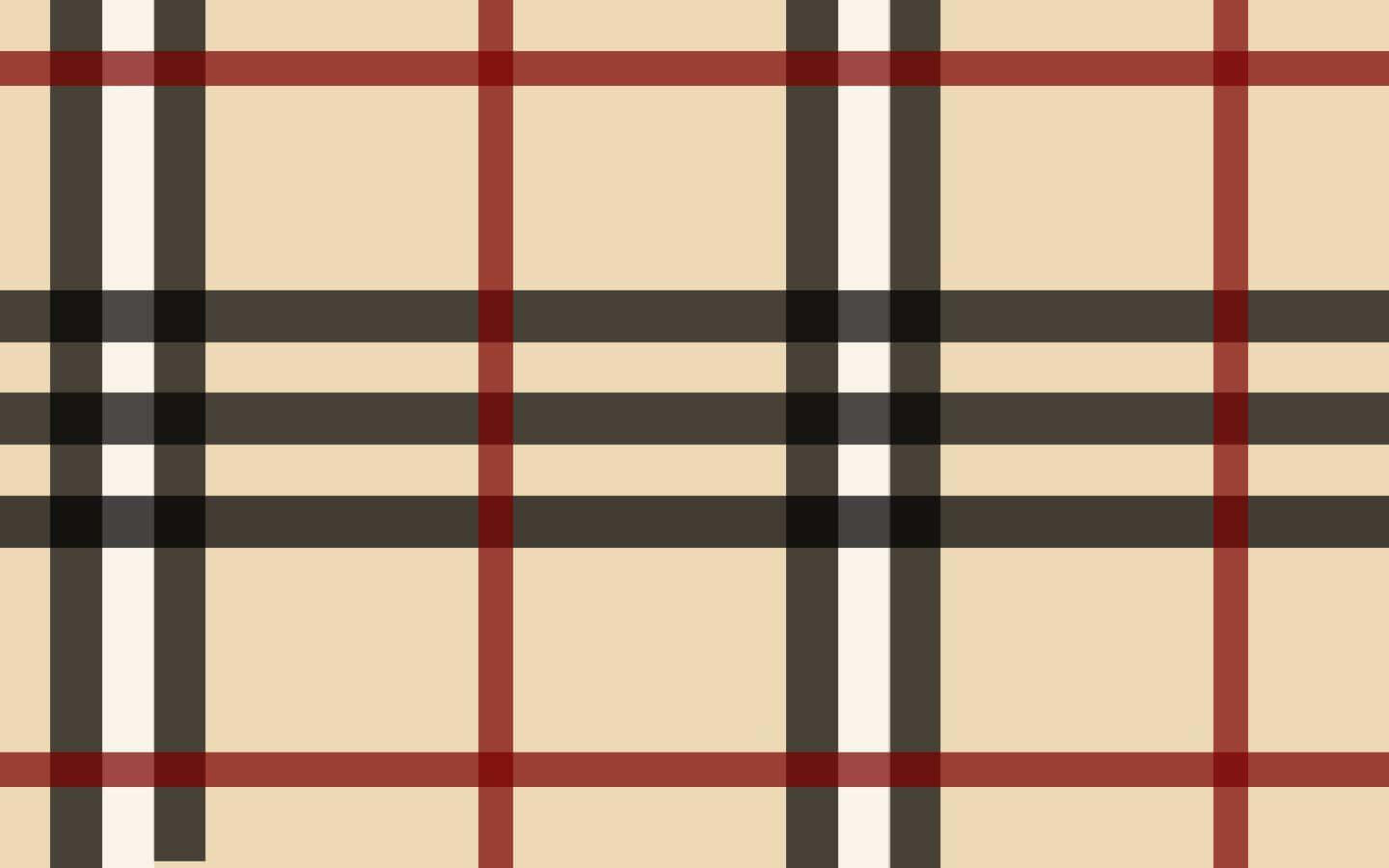 Burberry 桌布 壁紙 — 經典米色蘇格蘭格紋圖案，大膽的紅棕色和奶油色條紋在網格中重複。