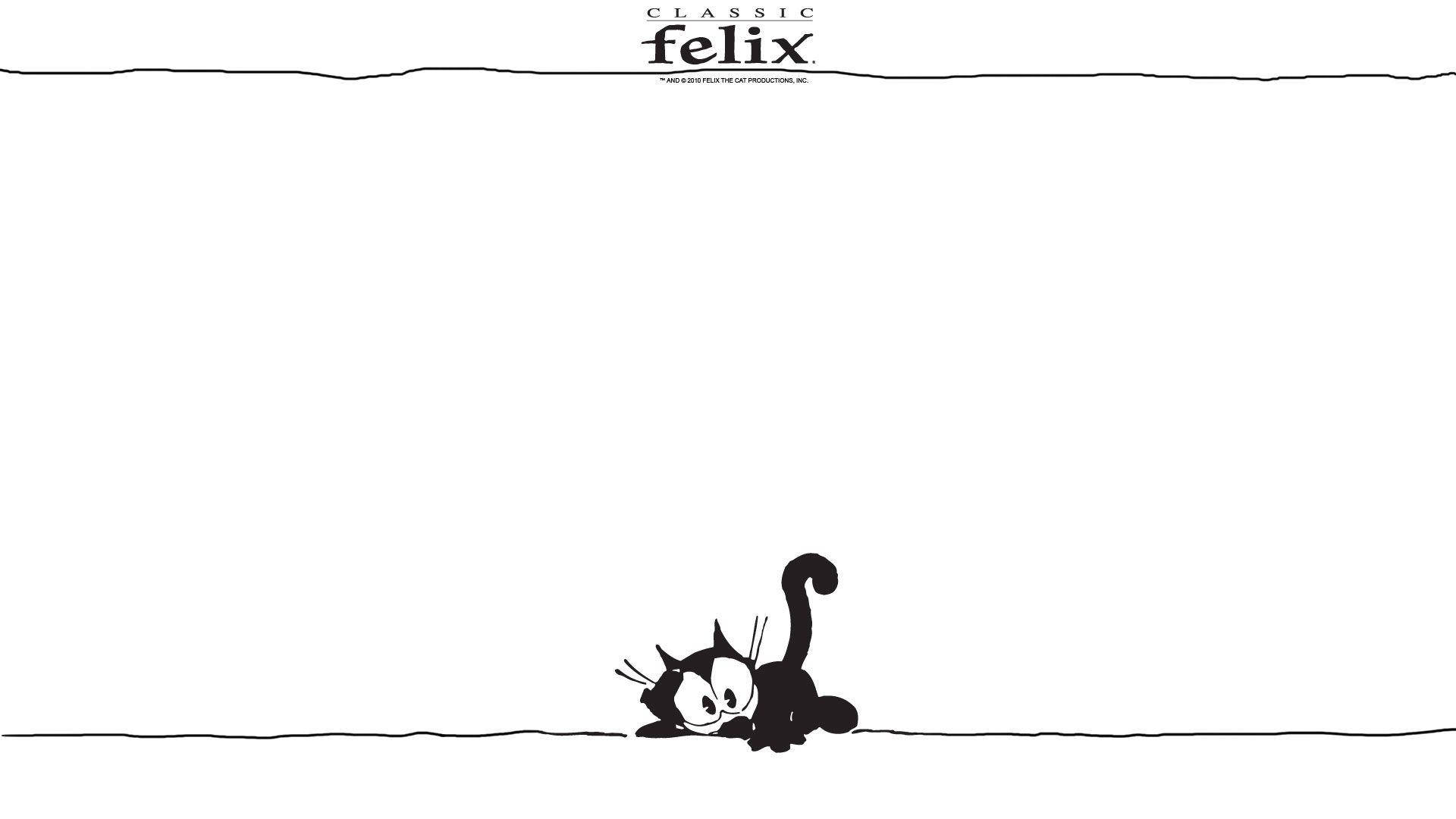 Felix 桌布 壁紙 — 經典菲力克斯貓卡通角色從白色背景上的極簡黑色線條邊框探頭出來。