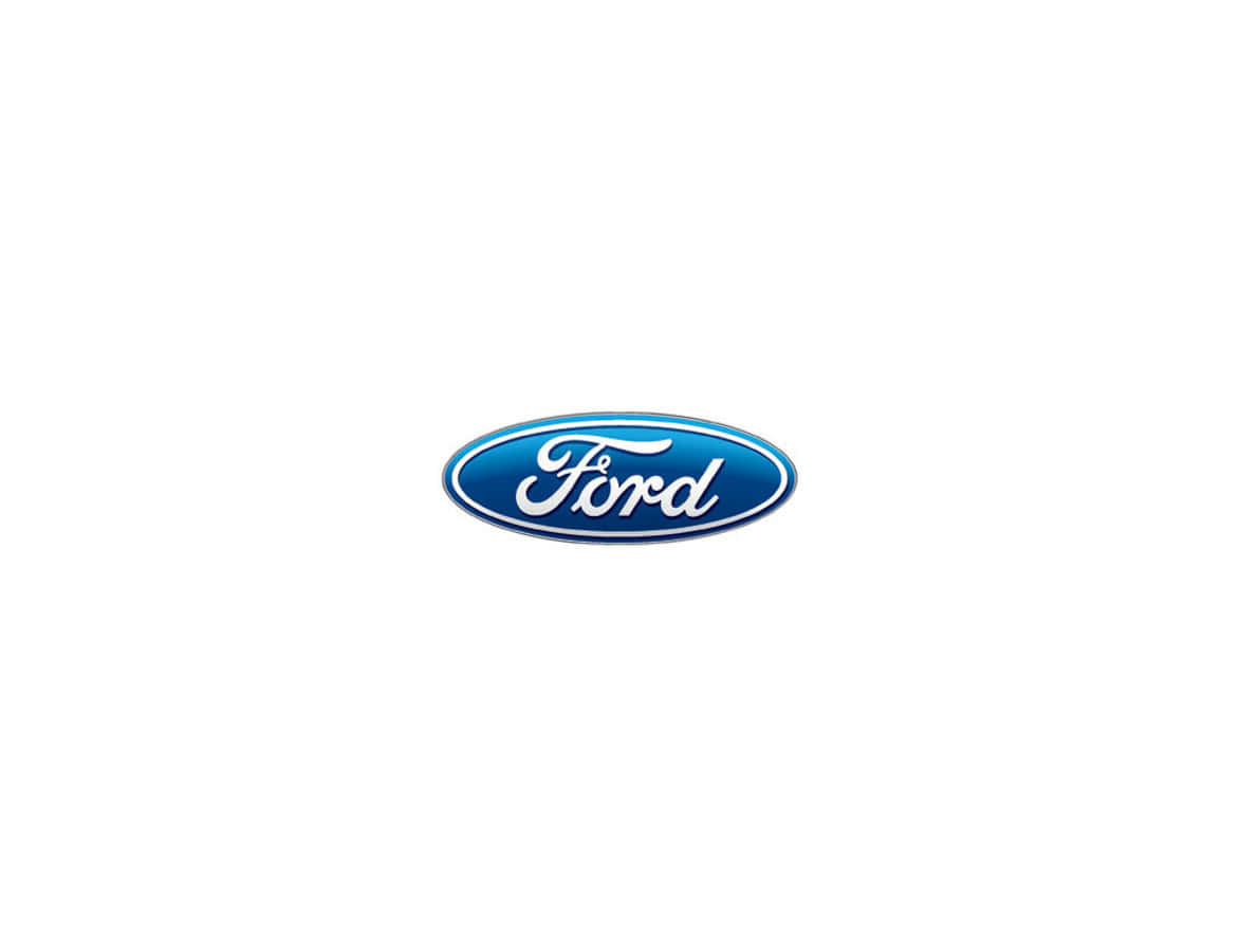 Ford Logo 桌布 壁紙 — 經典藍色橢圓形福特標誌，白色草書文字居中，背景為純白色。
