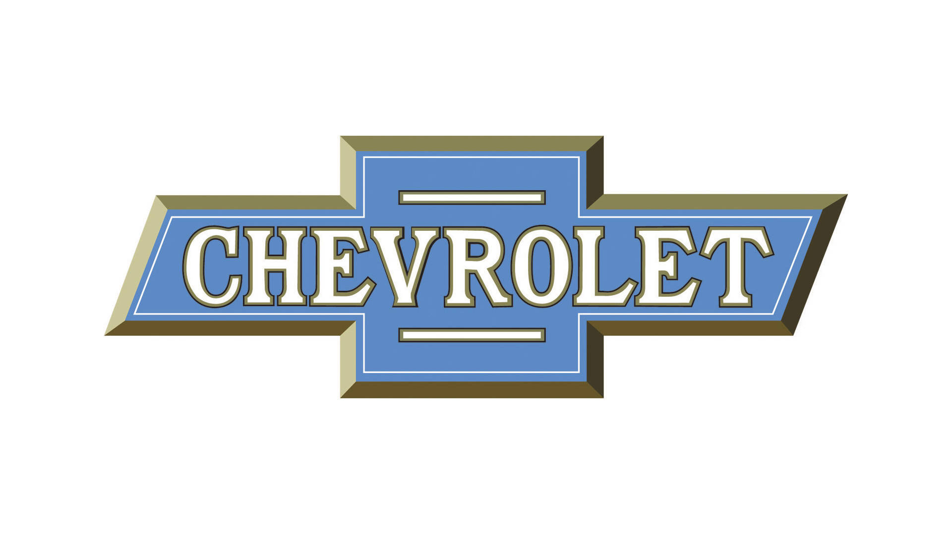 Chevrolet Logo 桌布 壁紙 — 經典雪佛蘭標誌，帶有藍色交叉箭頭和白色字體，背景為純白色。