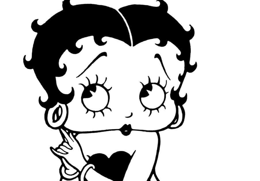 貝蒂娃娃 桌布 壁紙 — 經典黑白卡通 Betty Boop，捲髮，手指放在嘴唇上。