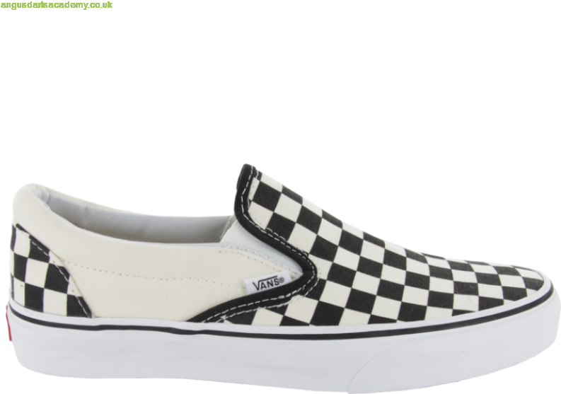 Vans 桌布 壁紙 — 經典黑白格紋Vans slip-on運動鞋，側面展示在純黑色背景上。