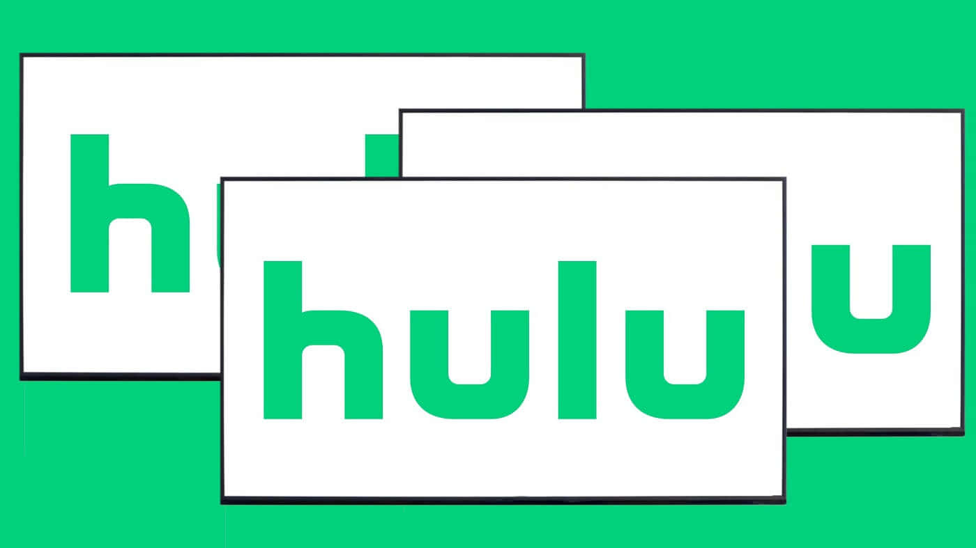 Hulu 桌布 壁紙 — 綠色Hulu標誌字母在白色方塊中，疊加在純綠色背景上。