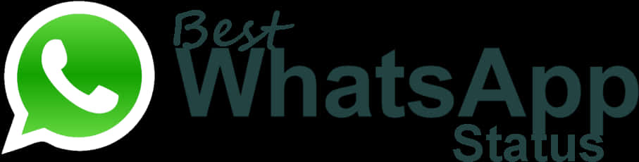 WhatsApp 桌布 壁紙 — 綠色WhatsApp標誌，黑色背景上以深青色顯示文字「最佳WhatsApp狀態」。