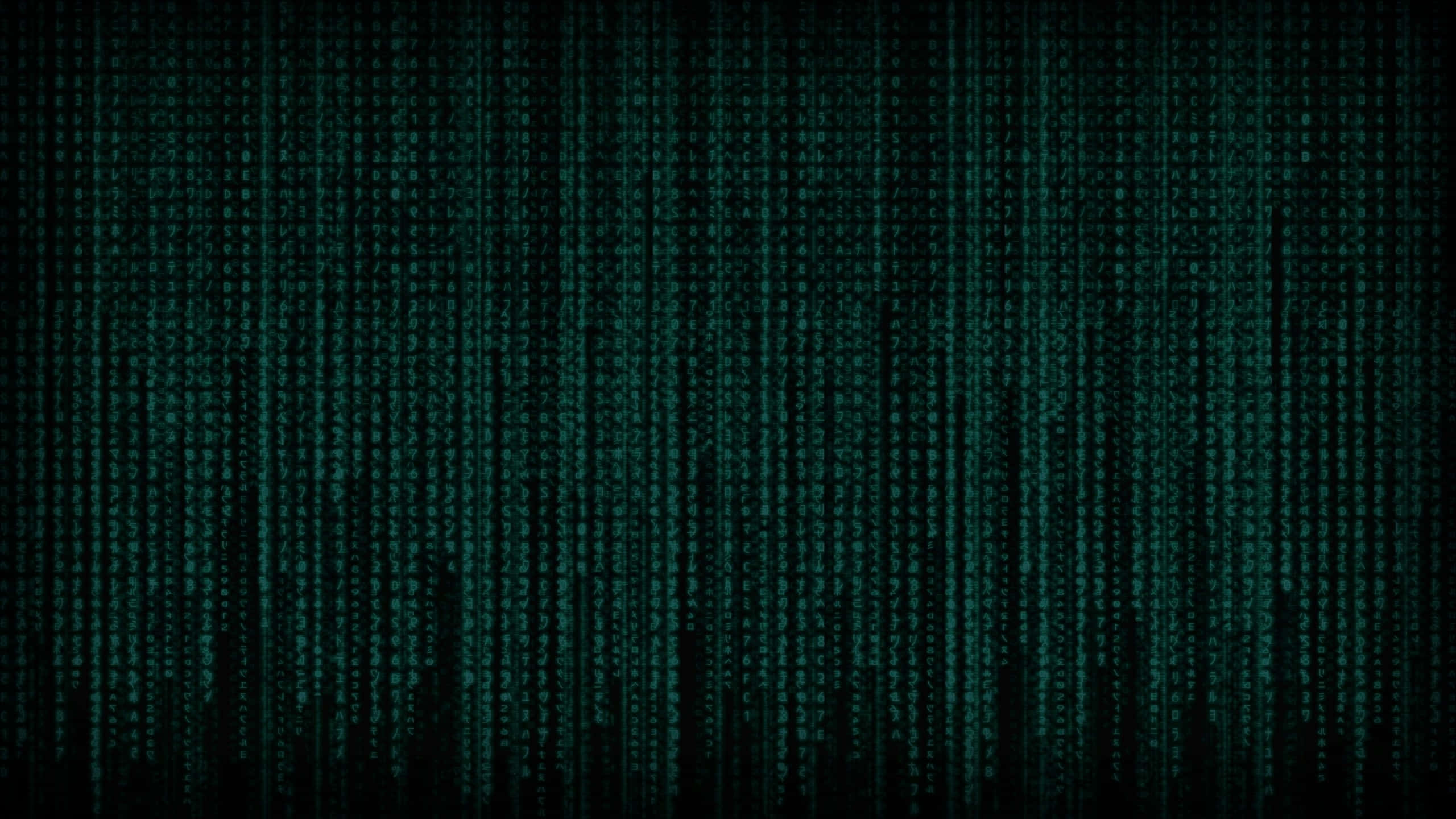 Matrix Code 桌布 壁紙 — 綠色代碼的數位雨在黑色虛空中如瀑布般傾瀉而下，呈現出駭客任務風格的賽博龐克場景。