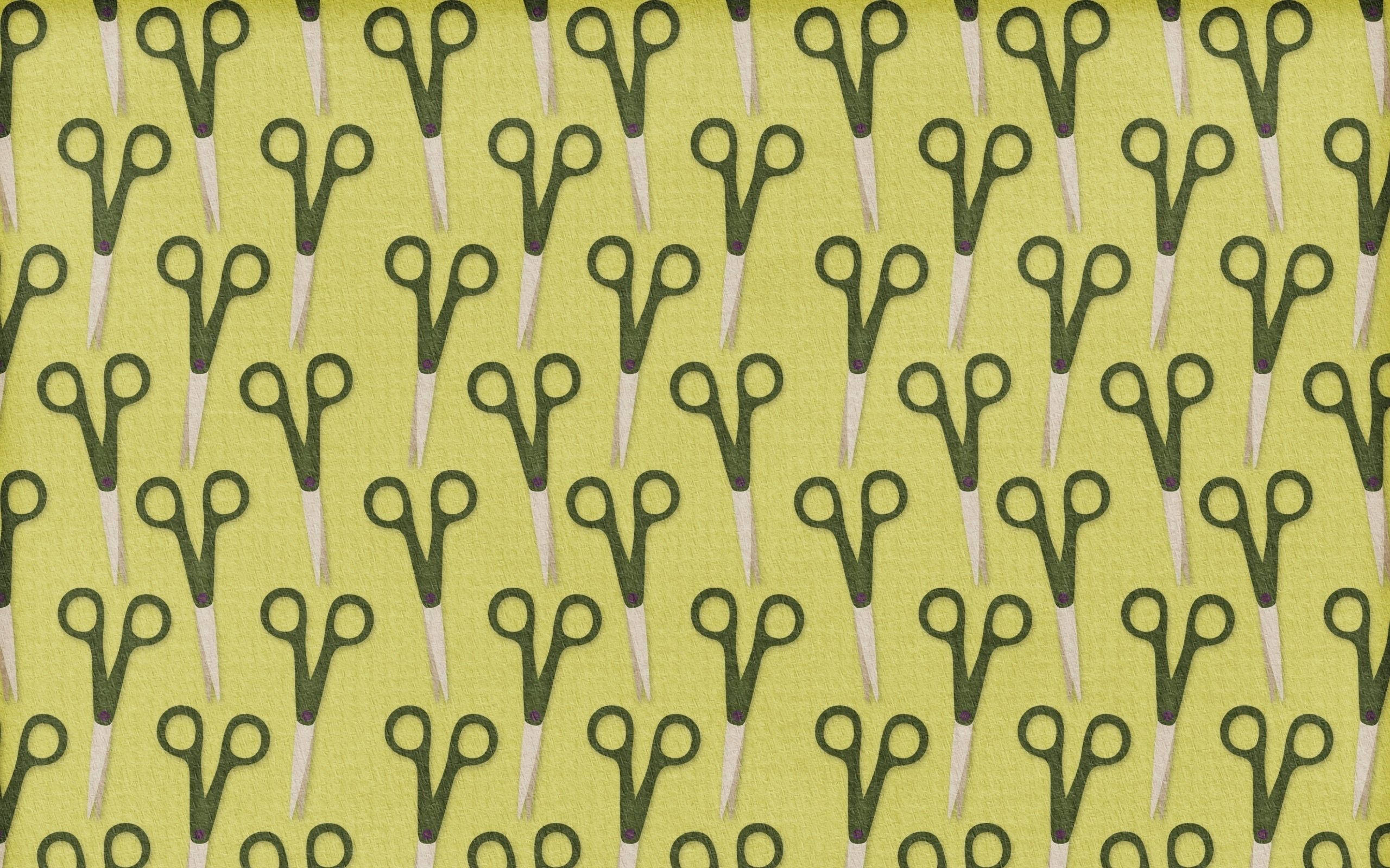 Scissors 桌布 壁紙 — 綠色手柄剪刀在充滿活力的萊姆色背景上重複圖案。