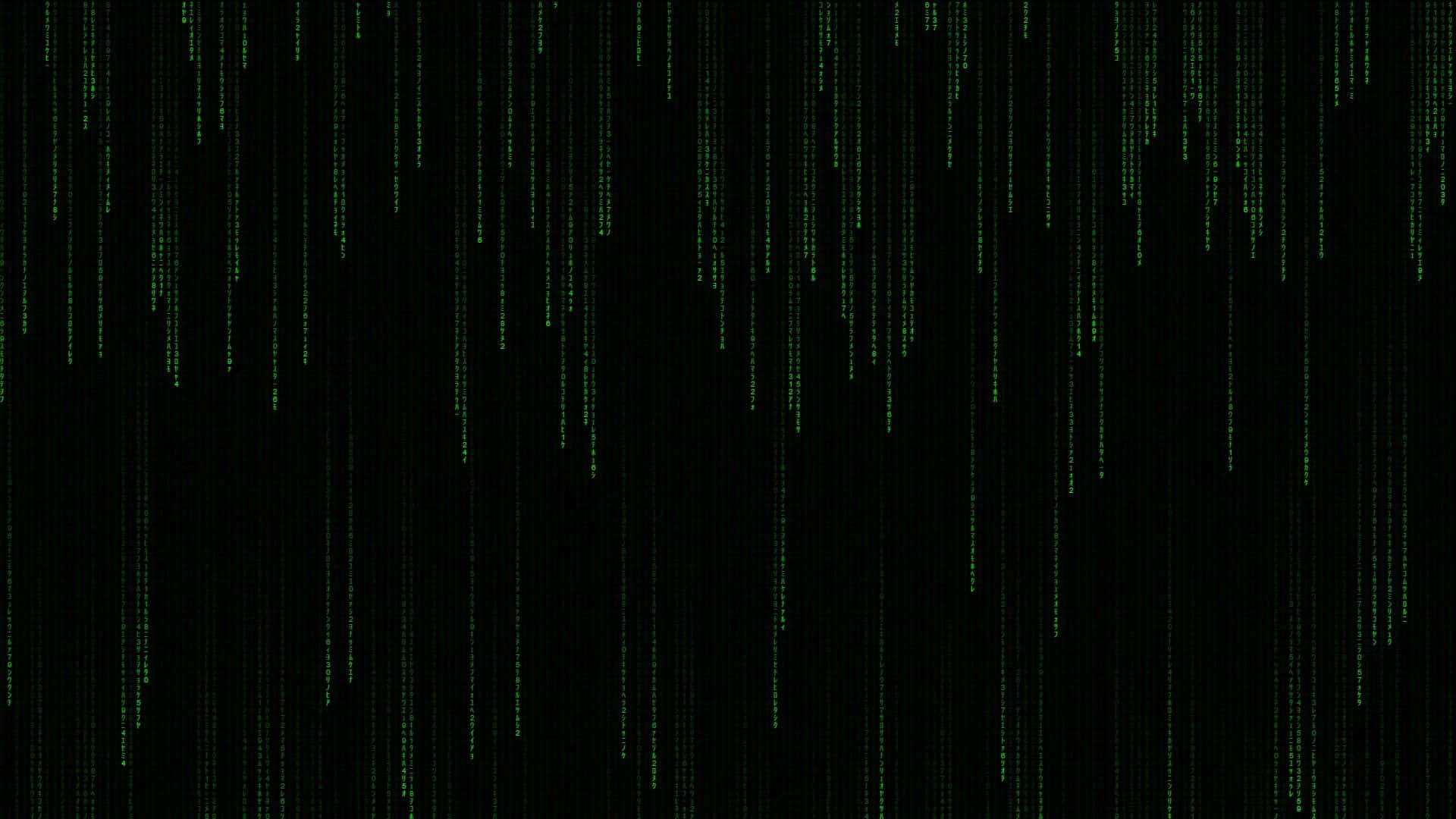 桌布 壁紙 — 綠色數位代碼流在純黑色背景上垂直傾瀉而下，呈現 Matrix 風格的視覺效果。