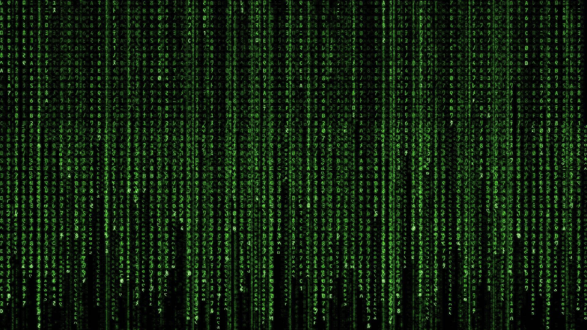 矩陣 桌布 壁紙 — 綠色數位代碼流在黑色背景上垂直傾瀉，呈現 Matrix 風格視覺效果。