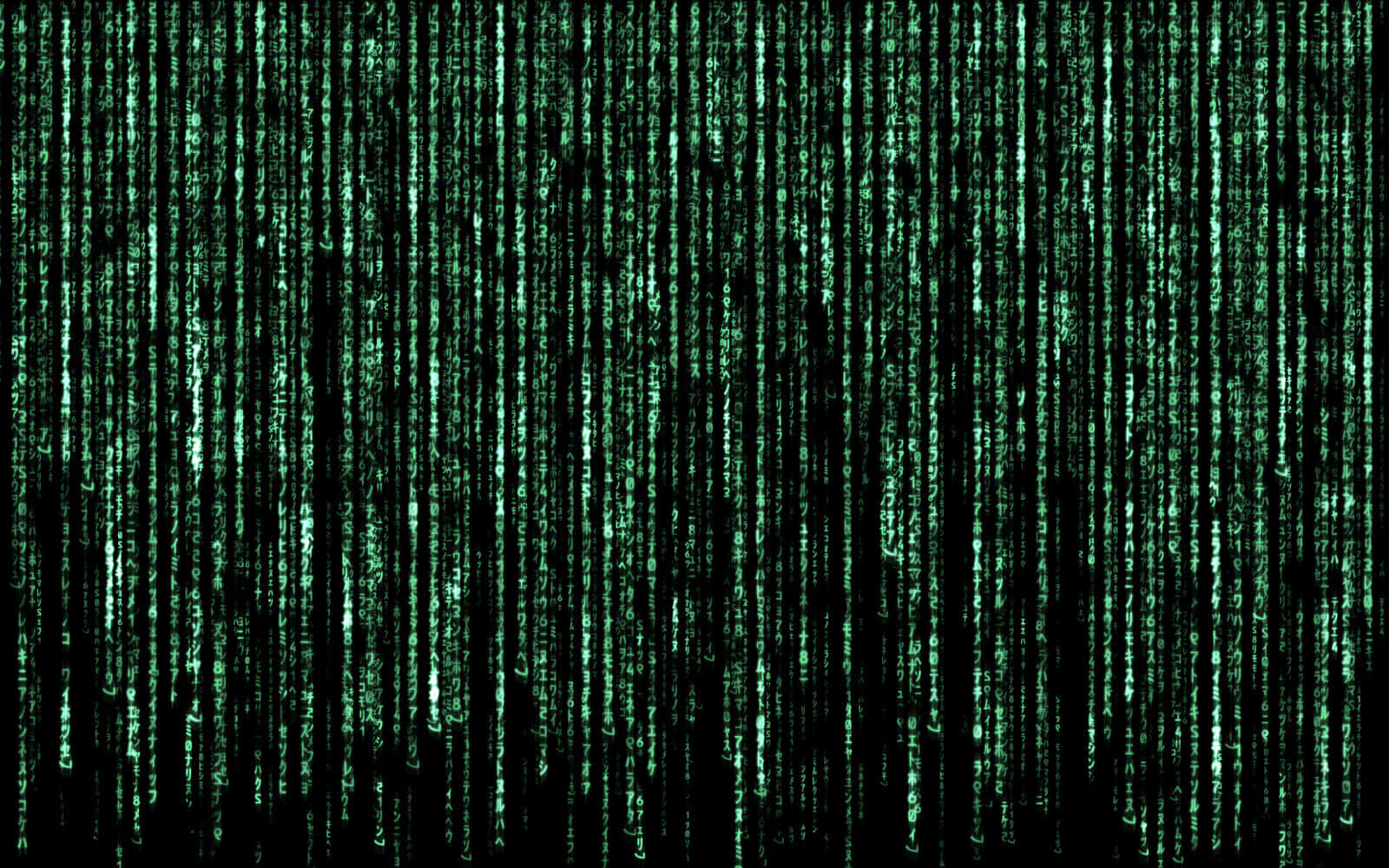 Matrix Code 桌布 壁紙 — 綠色數位代碼流在黑色背景上垂直傾瀉而下，呈現駭客任務風格的視覺效果。