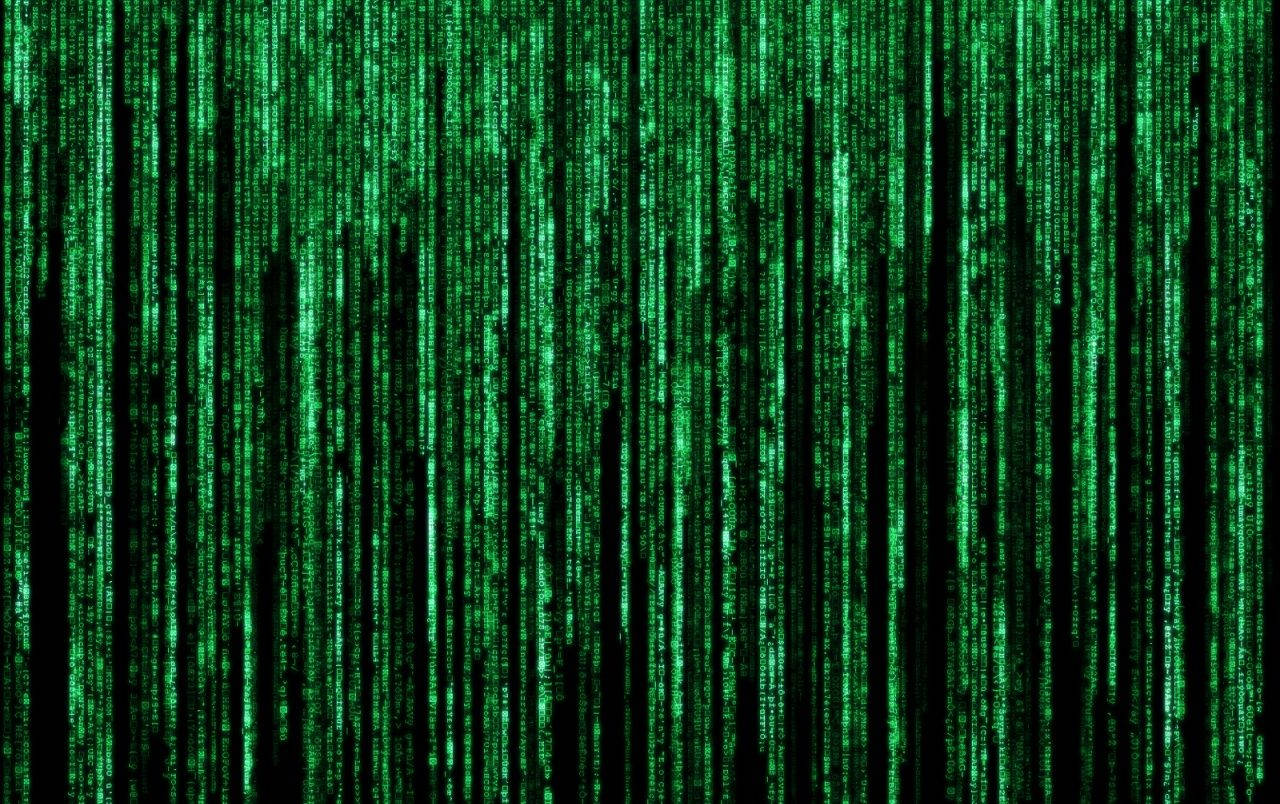 矩陣 桌布 壁紙 — 綠色數位代碼流垂直傾瀉在黑色背景上，呈現 Matrix 風格的視覺效果。