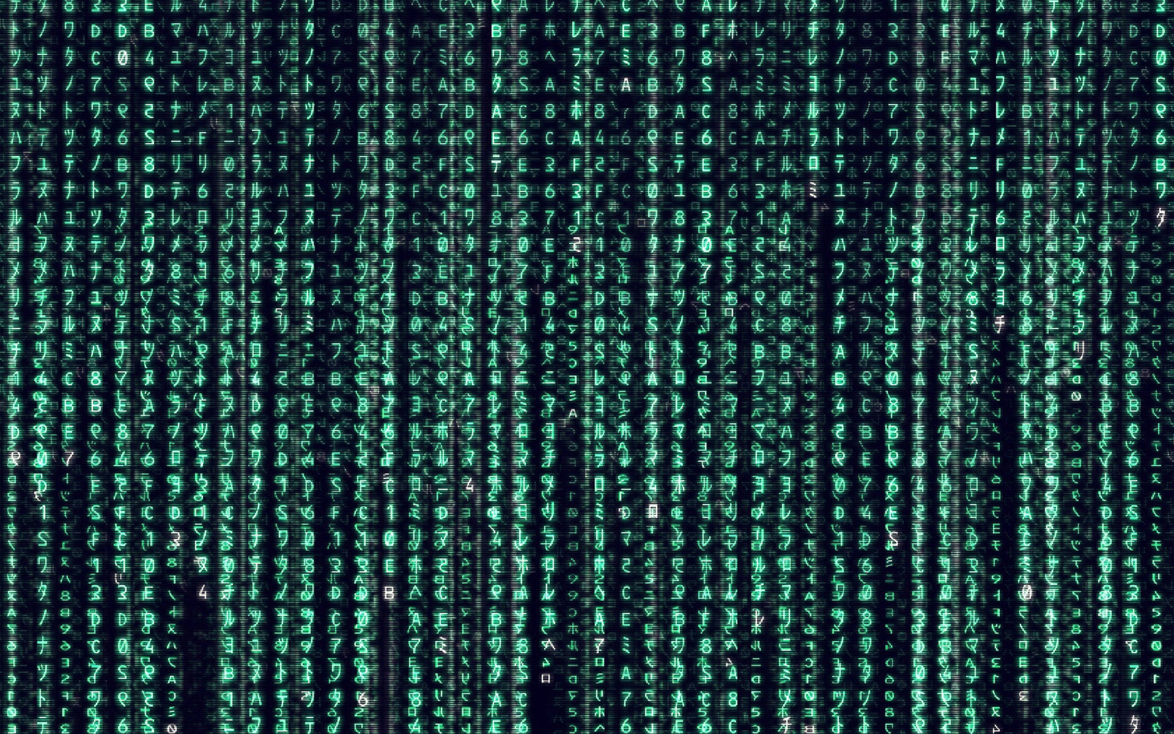 矩陣 桌布 壁紙 — 綠色數位代碼流垂直傾瀉在黑色背景上，呈現 Matrix 風格的視覺效果。